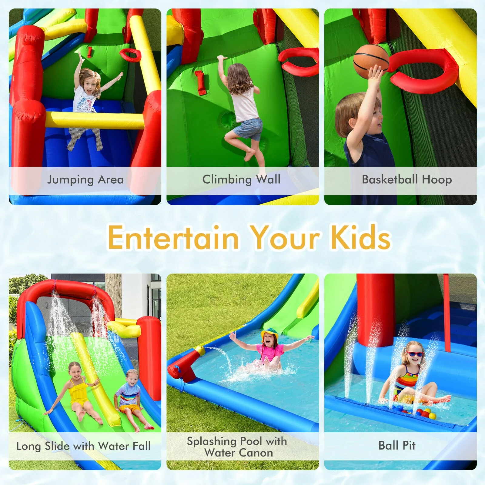Inflatable Water Slide With Ocean Balls, Kids, No Blower - Image 9