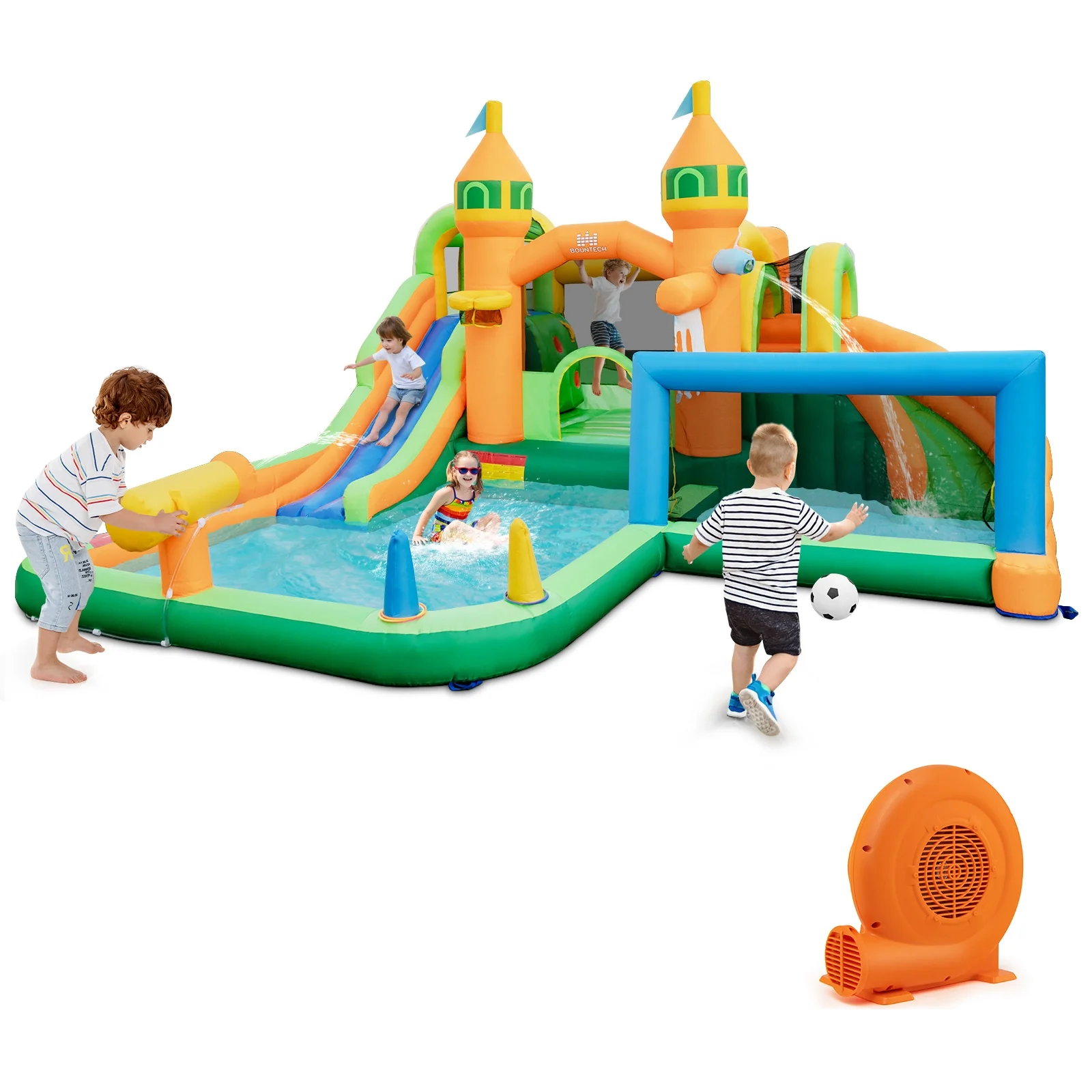 Inflatable Water Slide With Soccer Gate, 750W Blower, Multicolor - Image 3