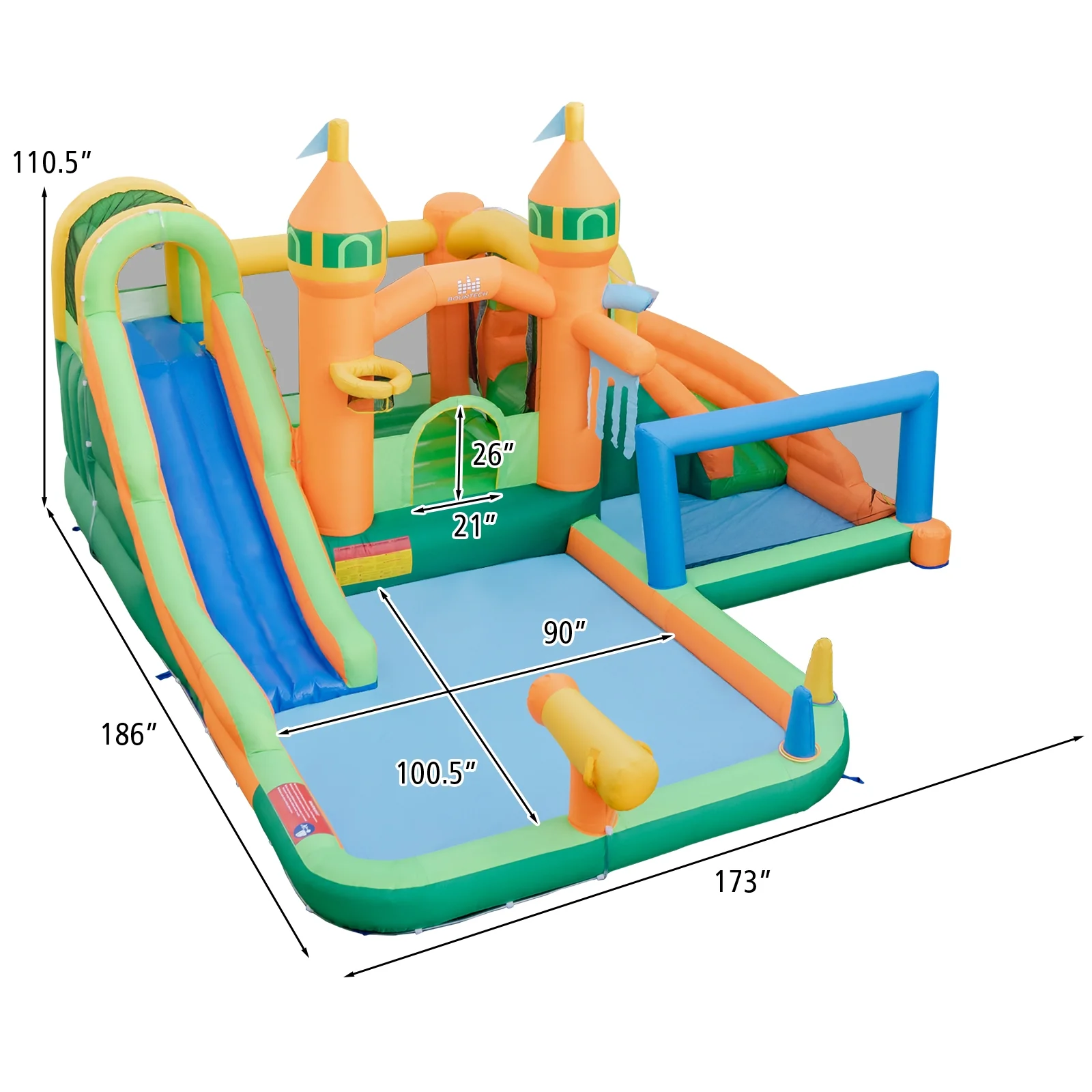 Inflatable Water Slide With Soccer Gate, 750W Blower, Multicolor - Image 5