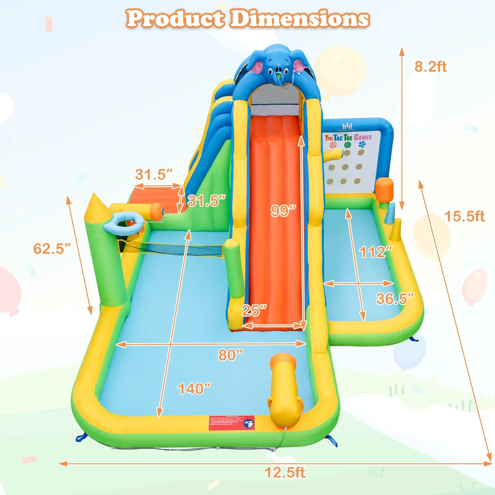 Inflatable Water Slide With Splash Pool, Climbing Wall, Multicolor - Image 4