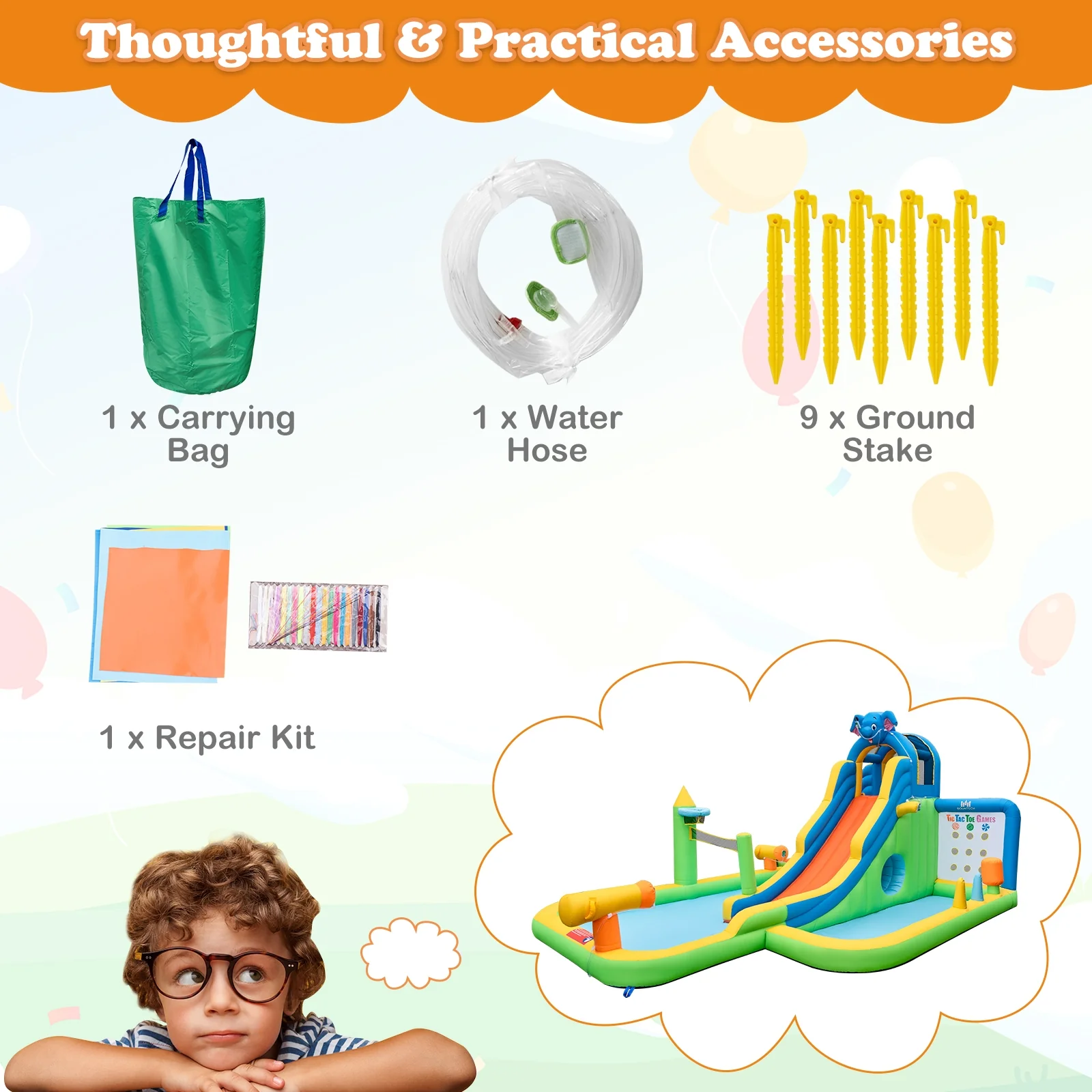 Inflatable Water Slide With Splash Pool, Climbing Wall, Multicolor - Image 9
