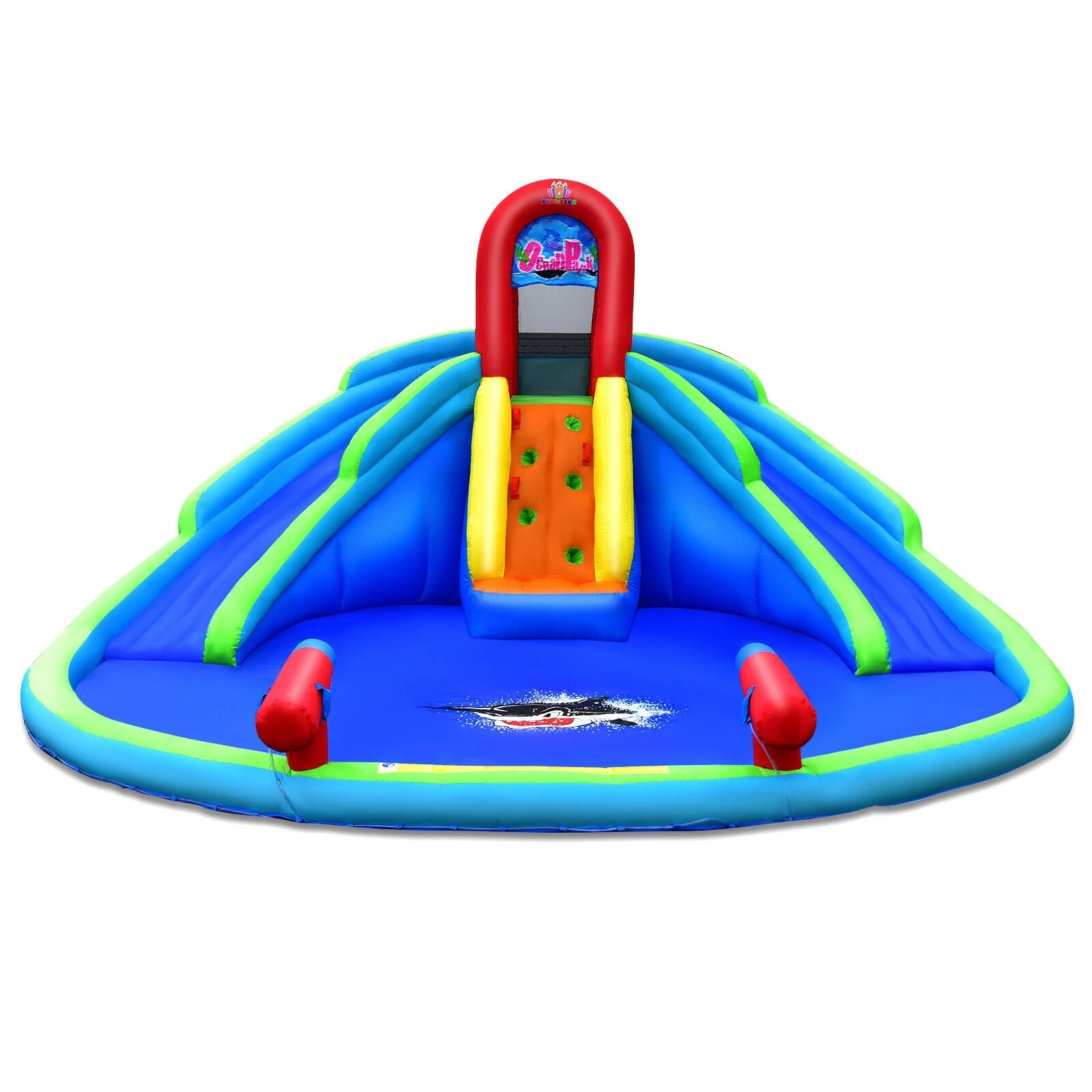 Inflatable Waterslide Bounce House, Upgraded Handrail, No Blower, Blue - Image 7