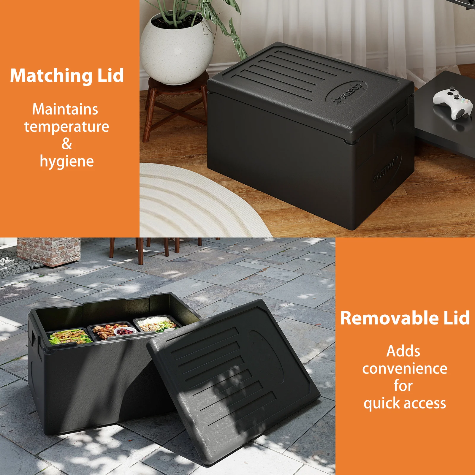 Insulated Food Pan Carrier 49 Qt Top Load Stackable Hot Box with Built-in Handles - Image 10