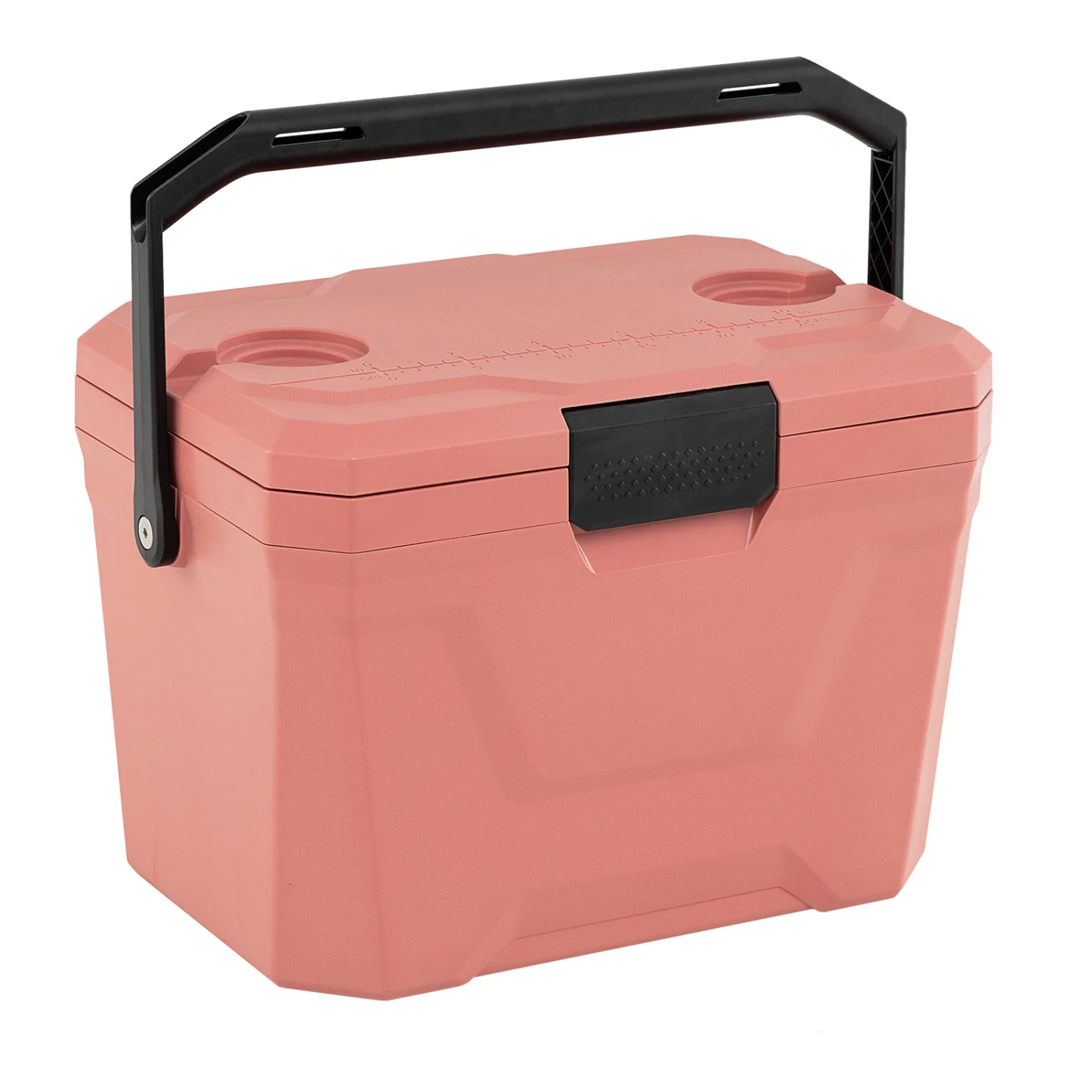 Insulated Portable Cooler, Hard Shell Ice Chest, 2 Cup Holders, Pink - Image 4