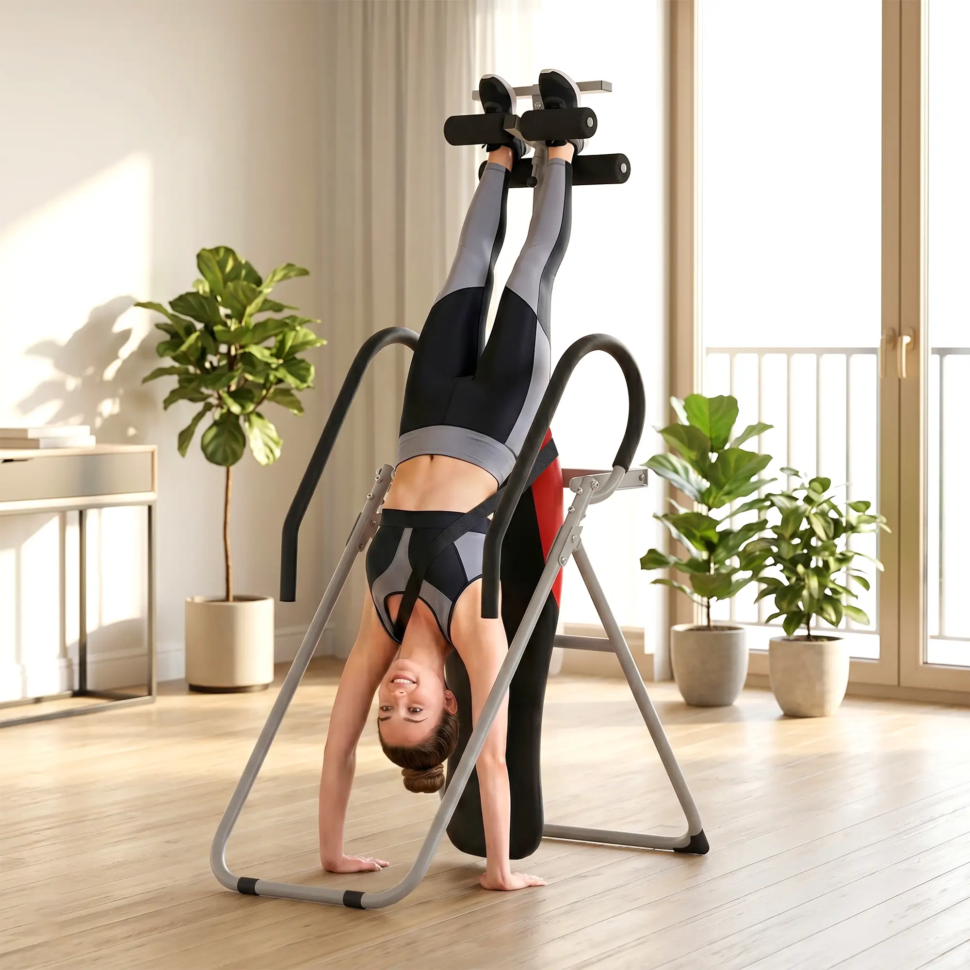 Inversion Table, Heavy Duty Folding Inversion Table with Adjustable Ankle Lock and Safety Belt for Pain Relief Therapy - Image 2