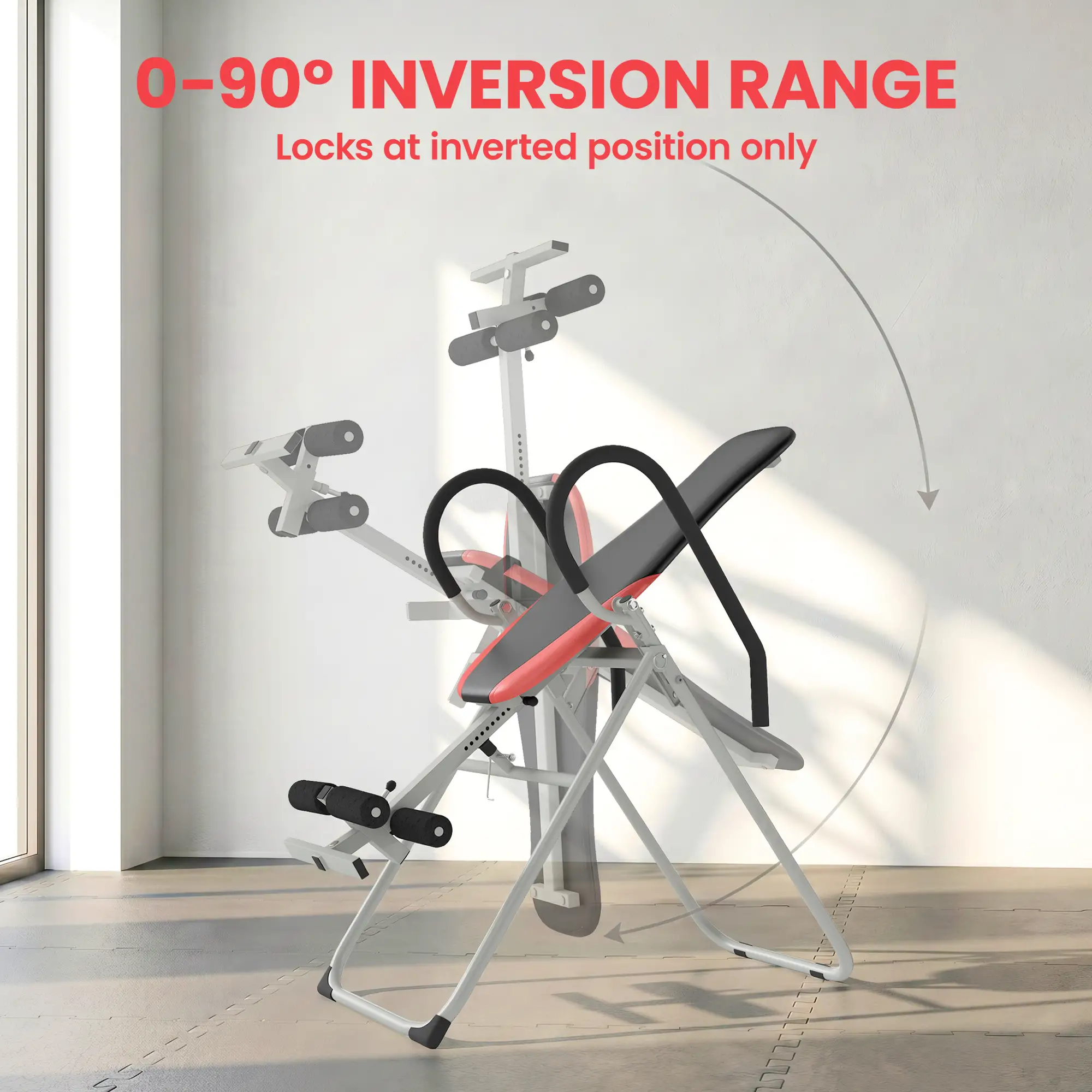 Inversion Table, Heavy Duty Folding Inversion Table with Adjustable Ankle Lock and Safety Belt for Pain Relief Therapy - Image 4