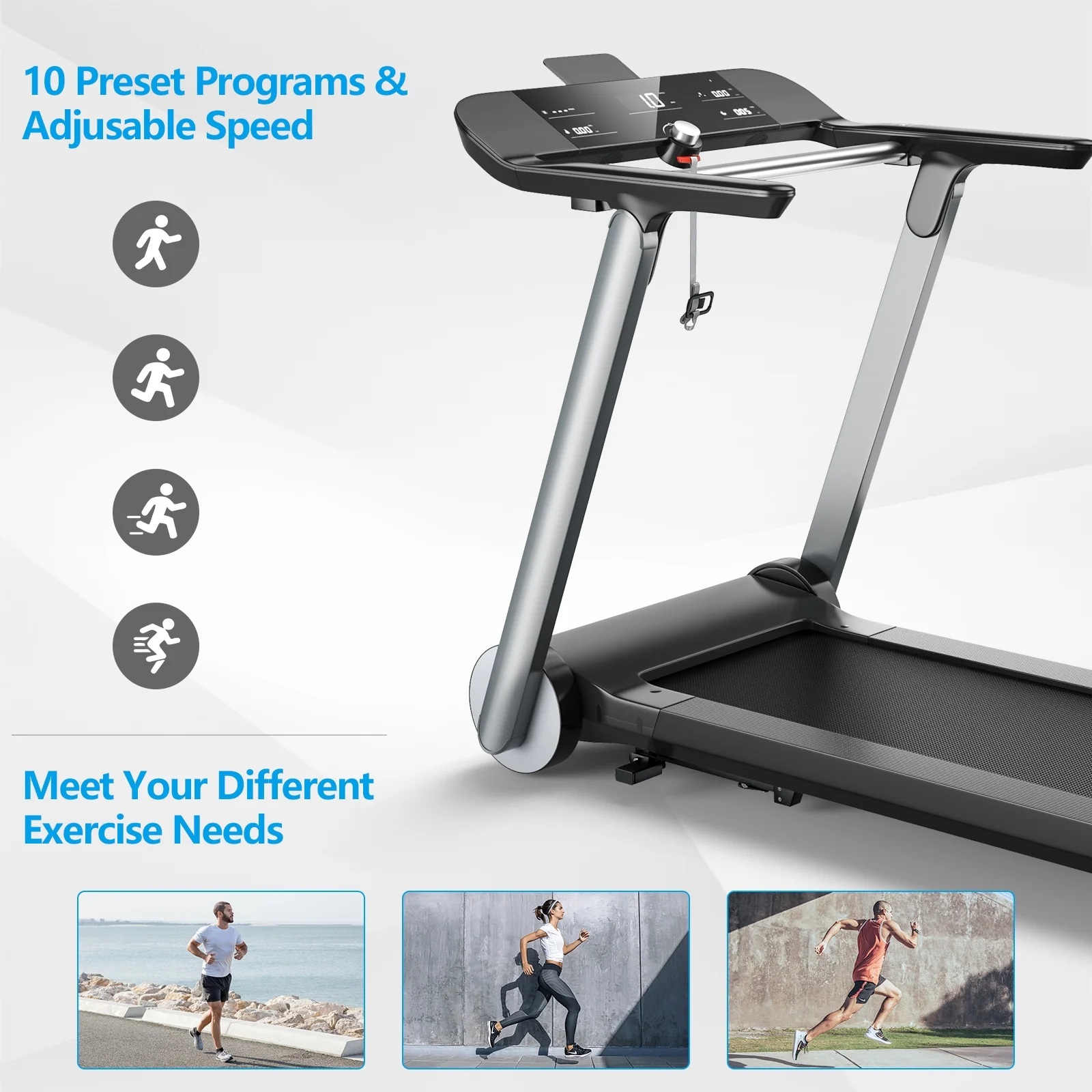 Italian Designed Folding Treadmill, Black - Image 6