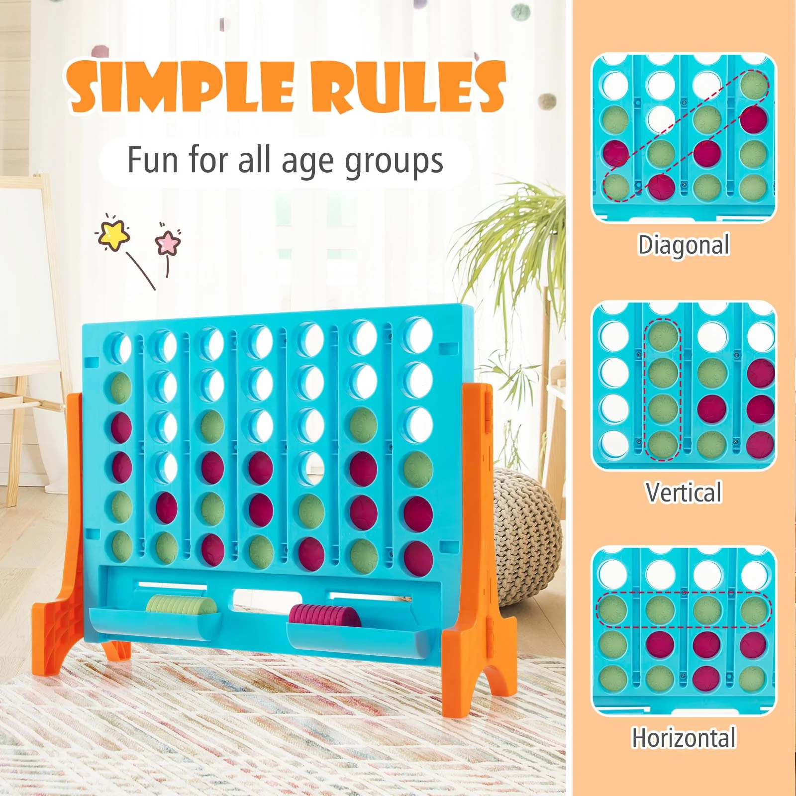 Jumbo 4-To-Score Connect Game Set, 42 Coins, Orange - Image 8