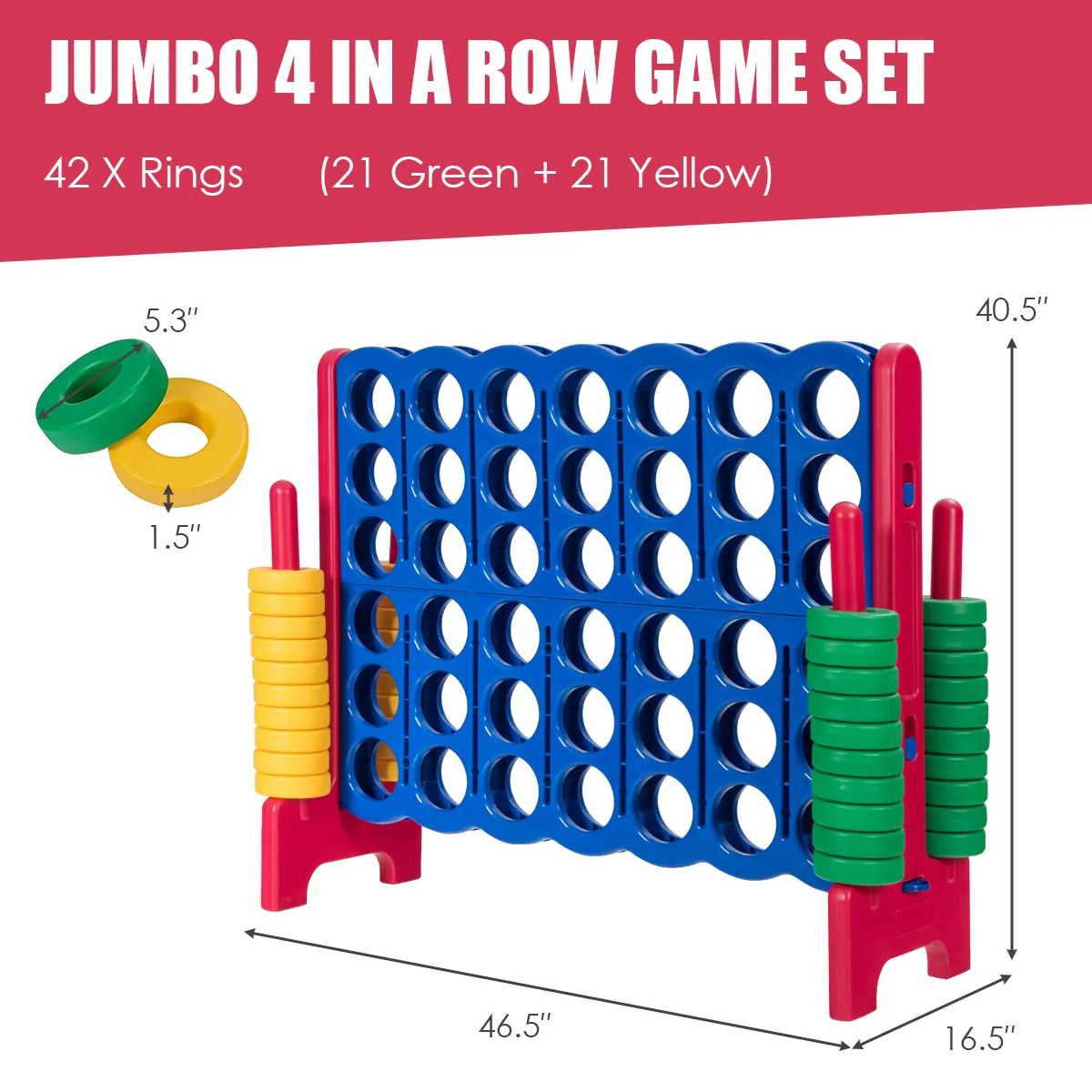 Jumbo 4-To-Score Game Set, 42 Rings, Red - Image 6