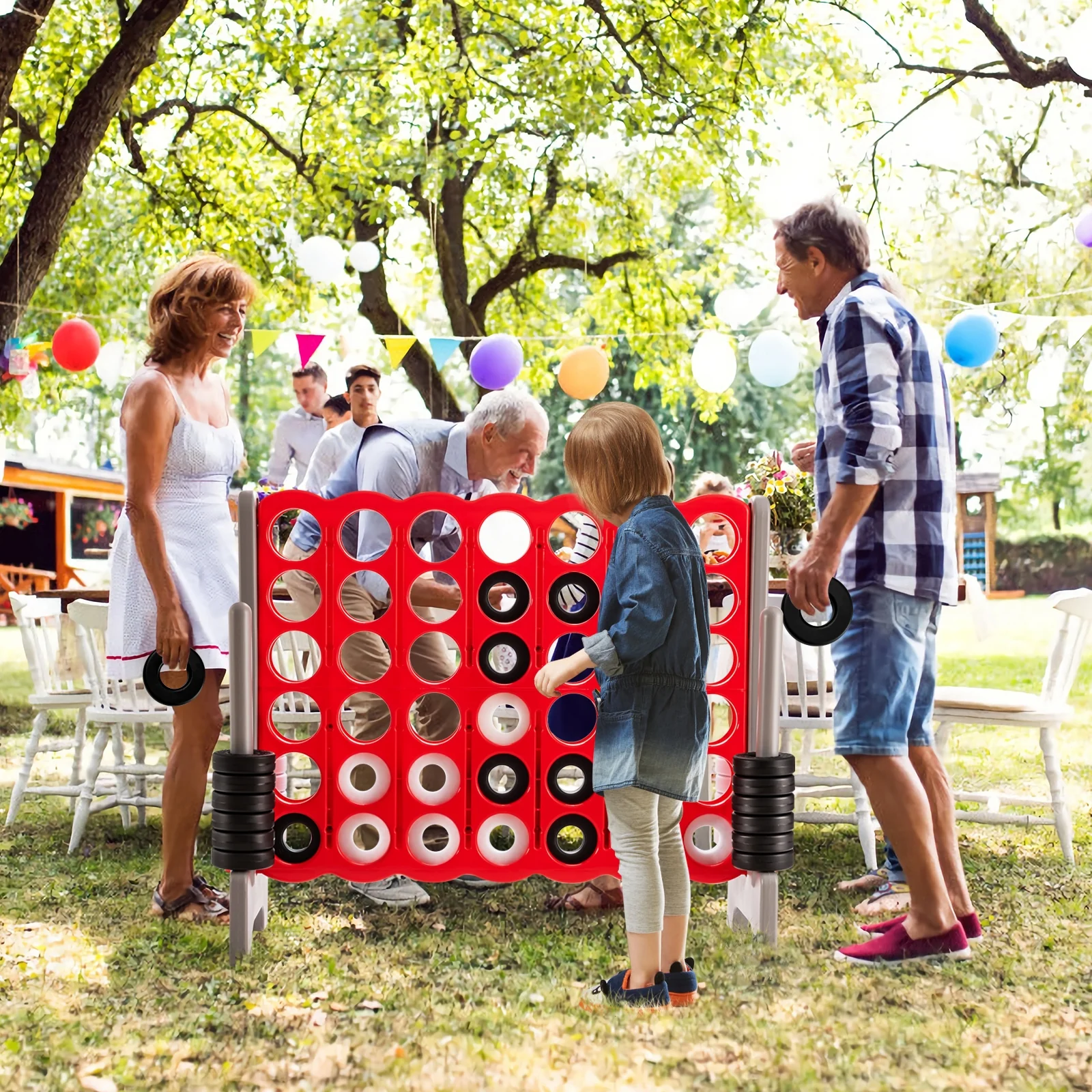 Jumbo 4 To Score Giant Game Set, 3.5 Feet Tall, 42 Rings, Red - Image 2