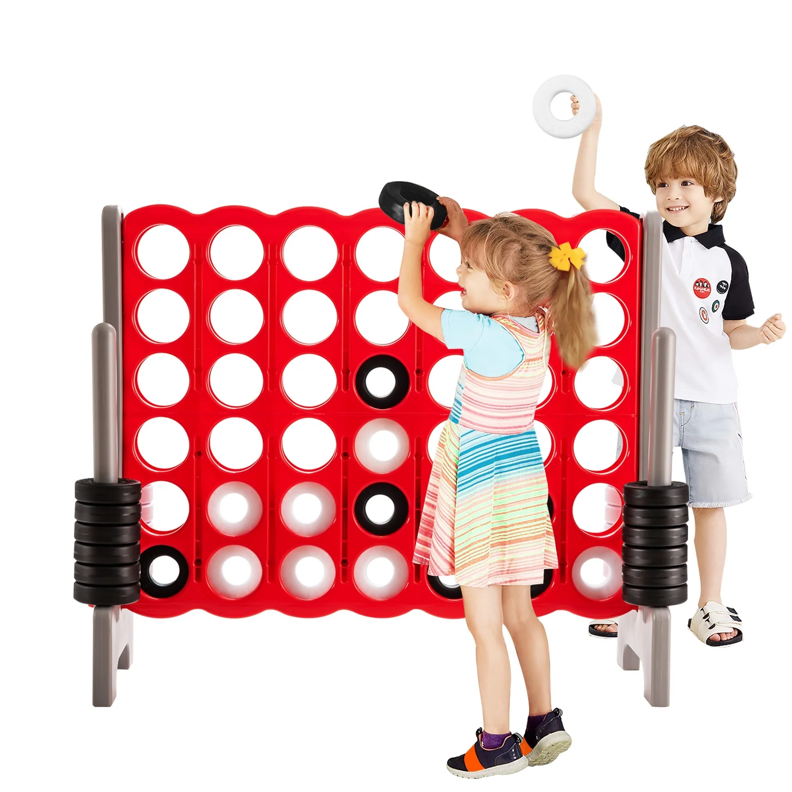 Jumbo 4 To Score Giant Game Set, 3.5 Feet Tall, 42 Rings, Red - Image 7
