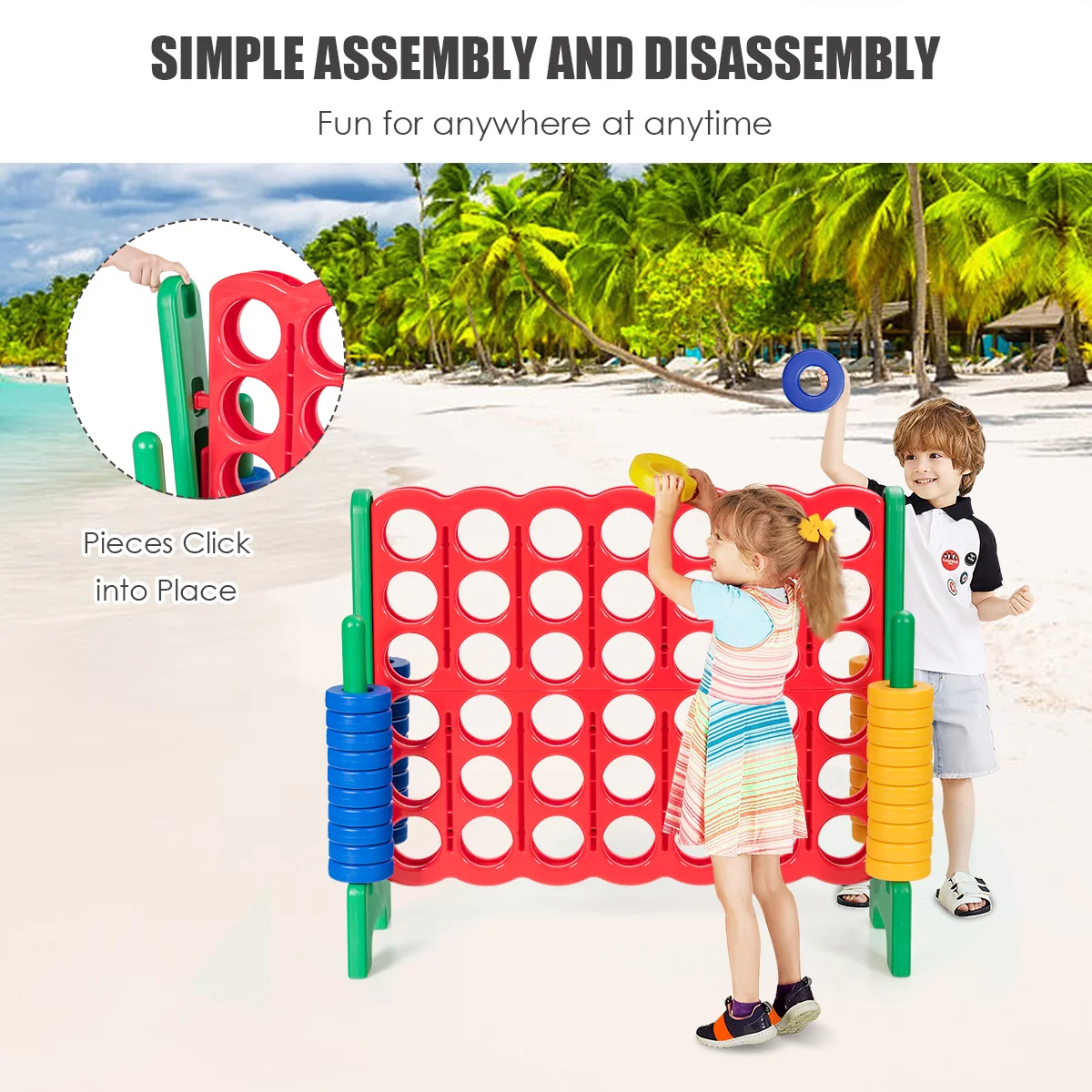 Jumbo 4-To-Score Giant Game Set, 42 Jumbo Rings, Quick-Release Slider, Green - Image 8