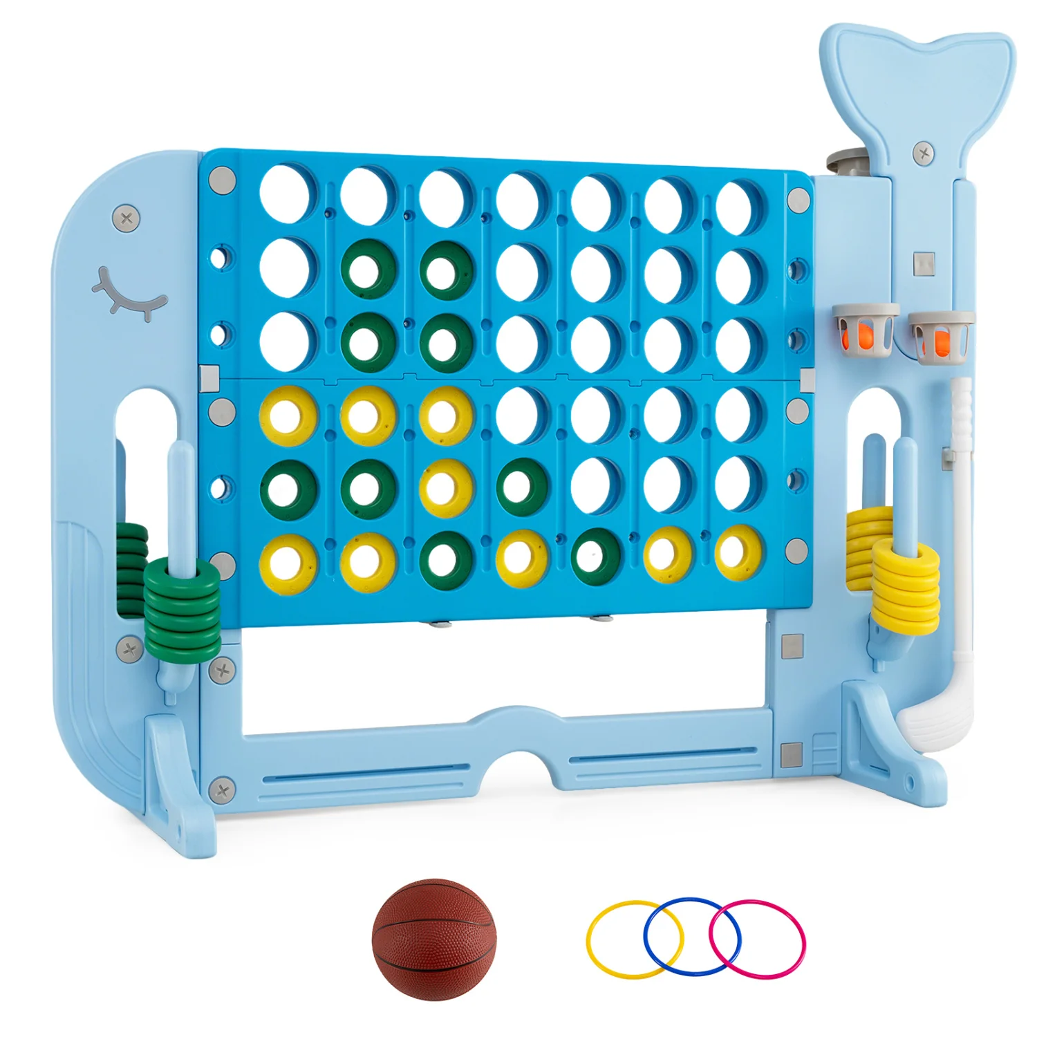 Jumbo Connect Four Game Set, With Ring Toss, Blue