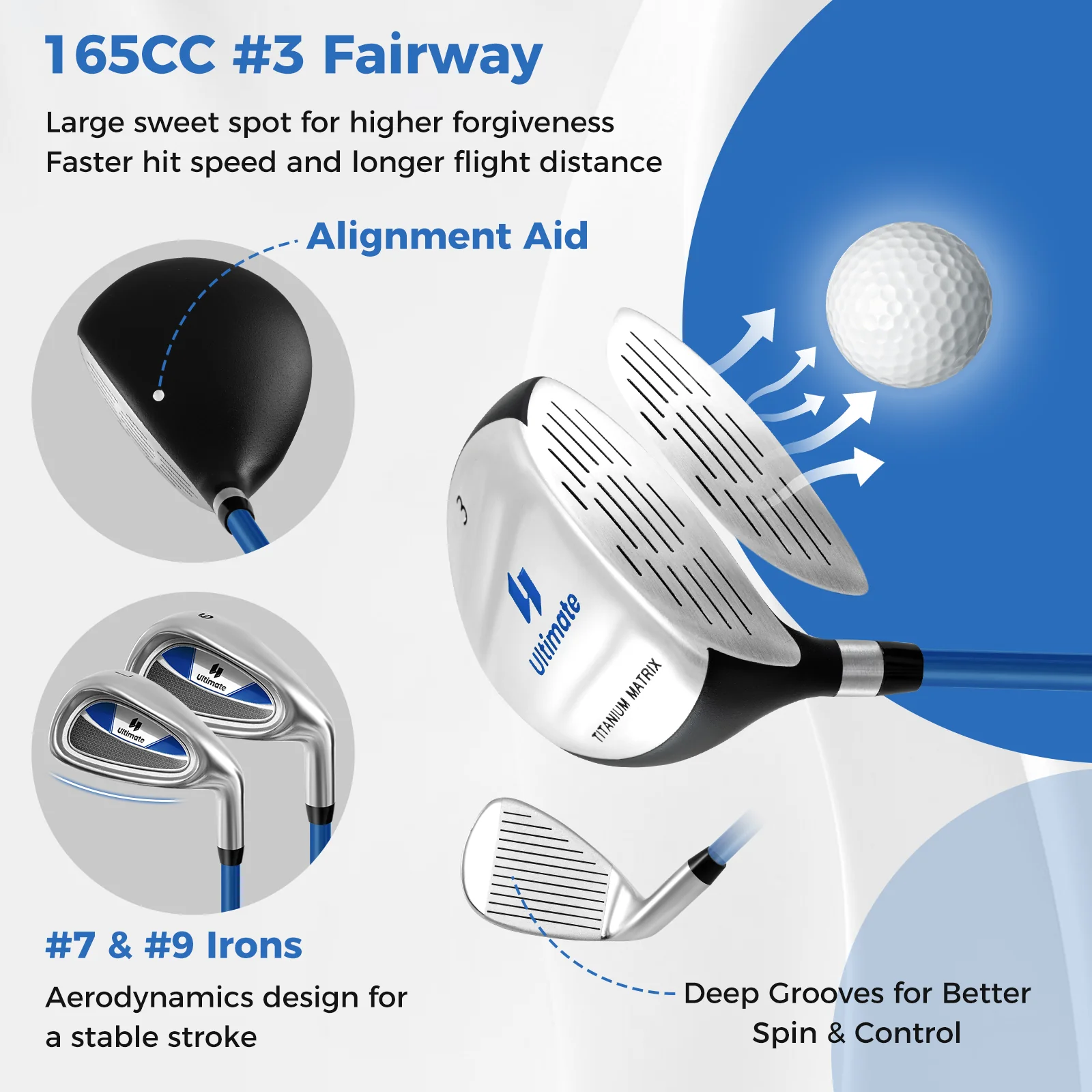 Junior Golf Club Set, Age 8-10, Blue - Image 7