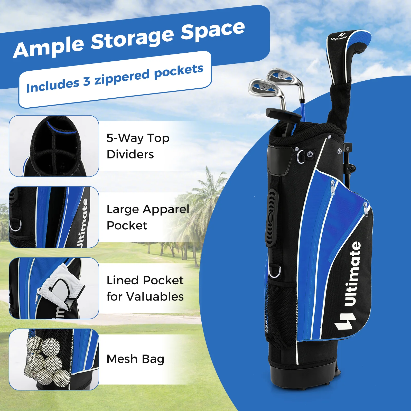 Junior Golf Club Set, Age 8-10, Blue - Image 9