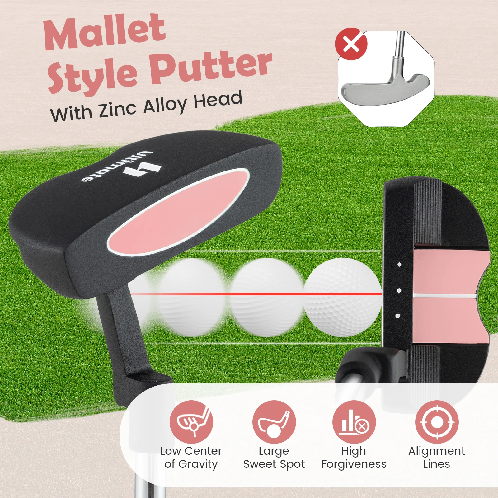 Junior Mallet Putter, Ages 11-14, Pink - Image 4