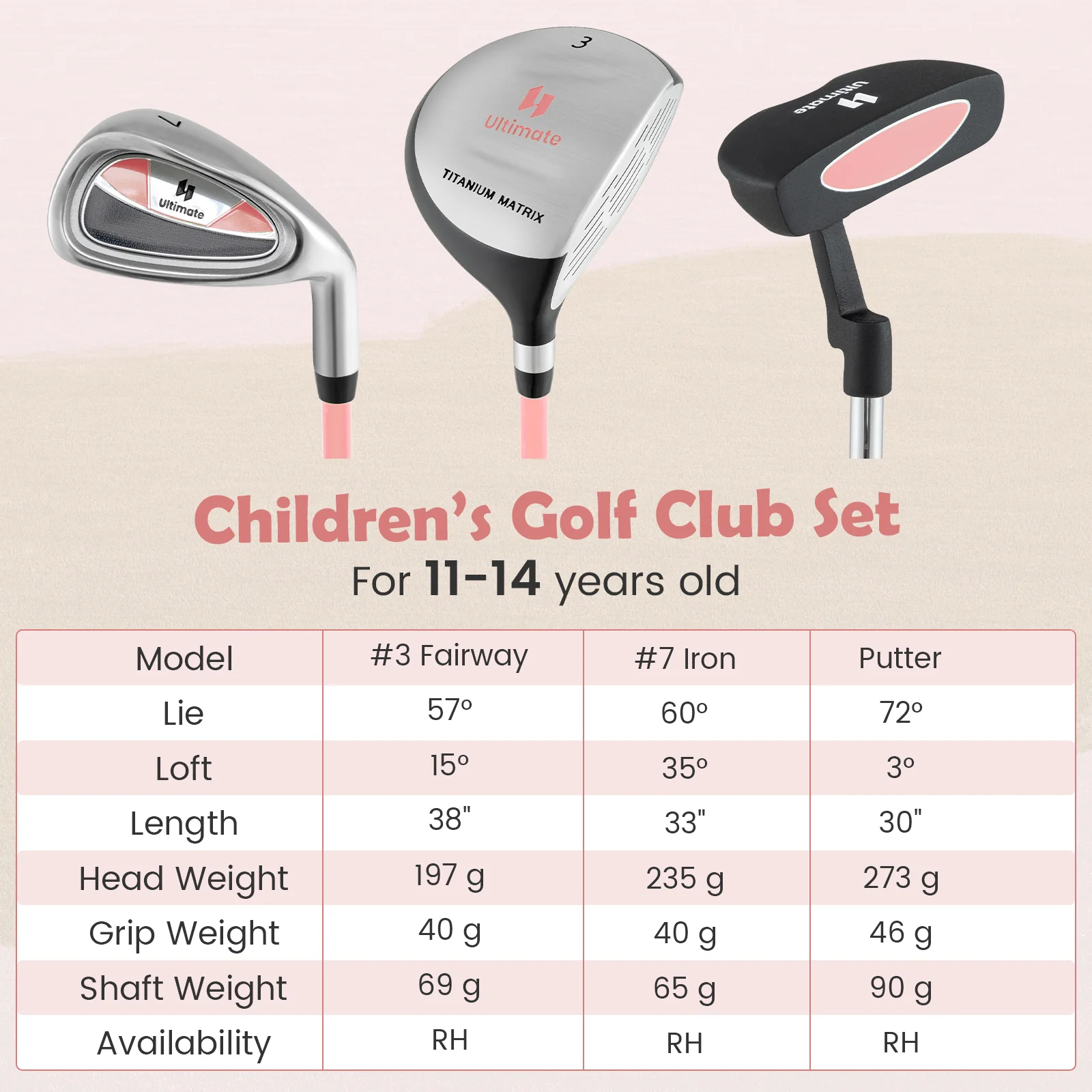 Junior Mallet Putter, Ages 11-14, Pink - Image 6