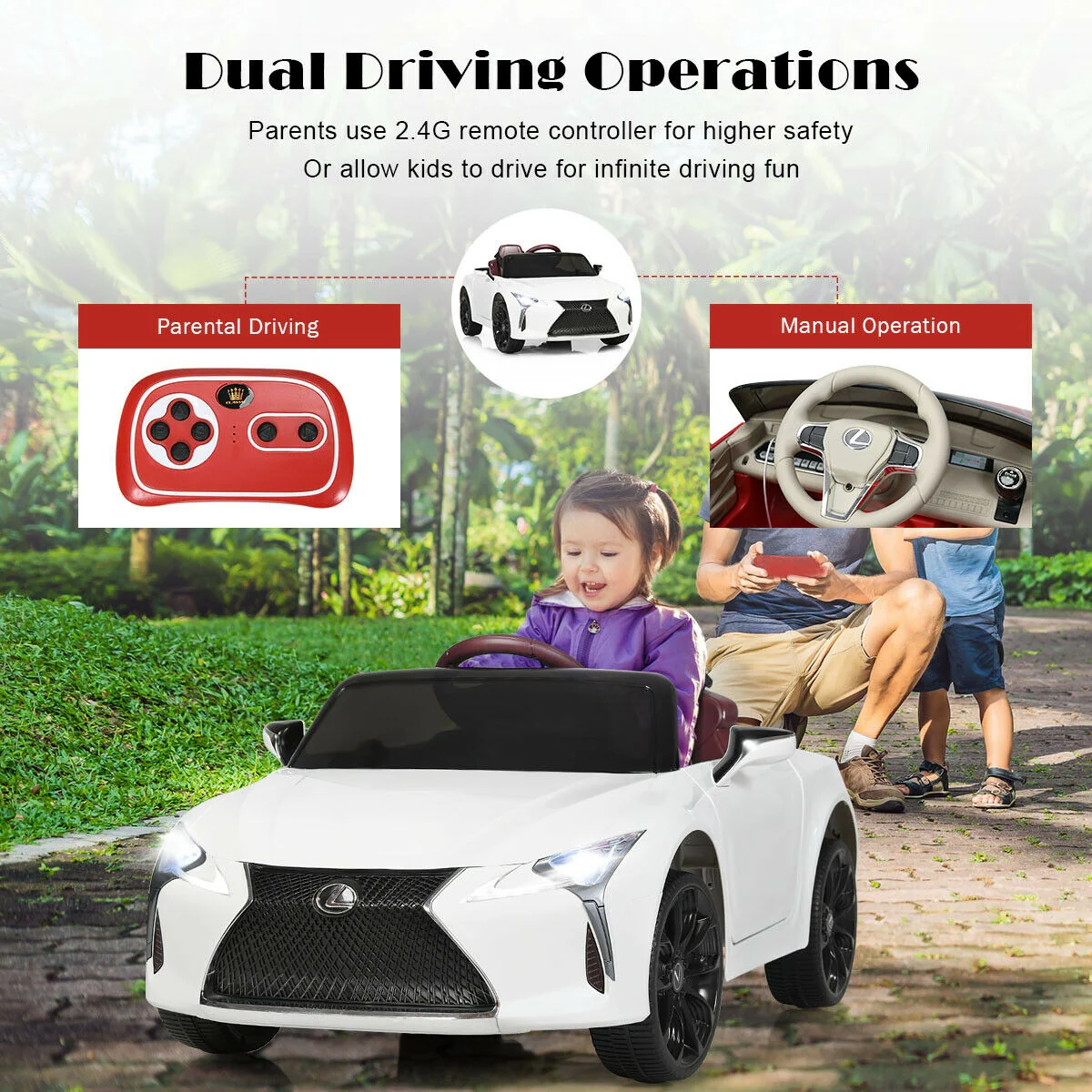 Kids 12V Ride On Car, Remote Control, White - Image 8