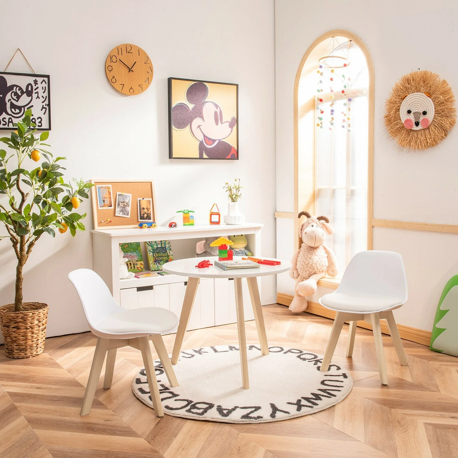 Kids Activity Play Table And 2 Chairs Set, White - Image 2