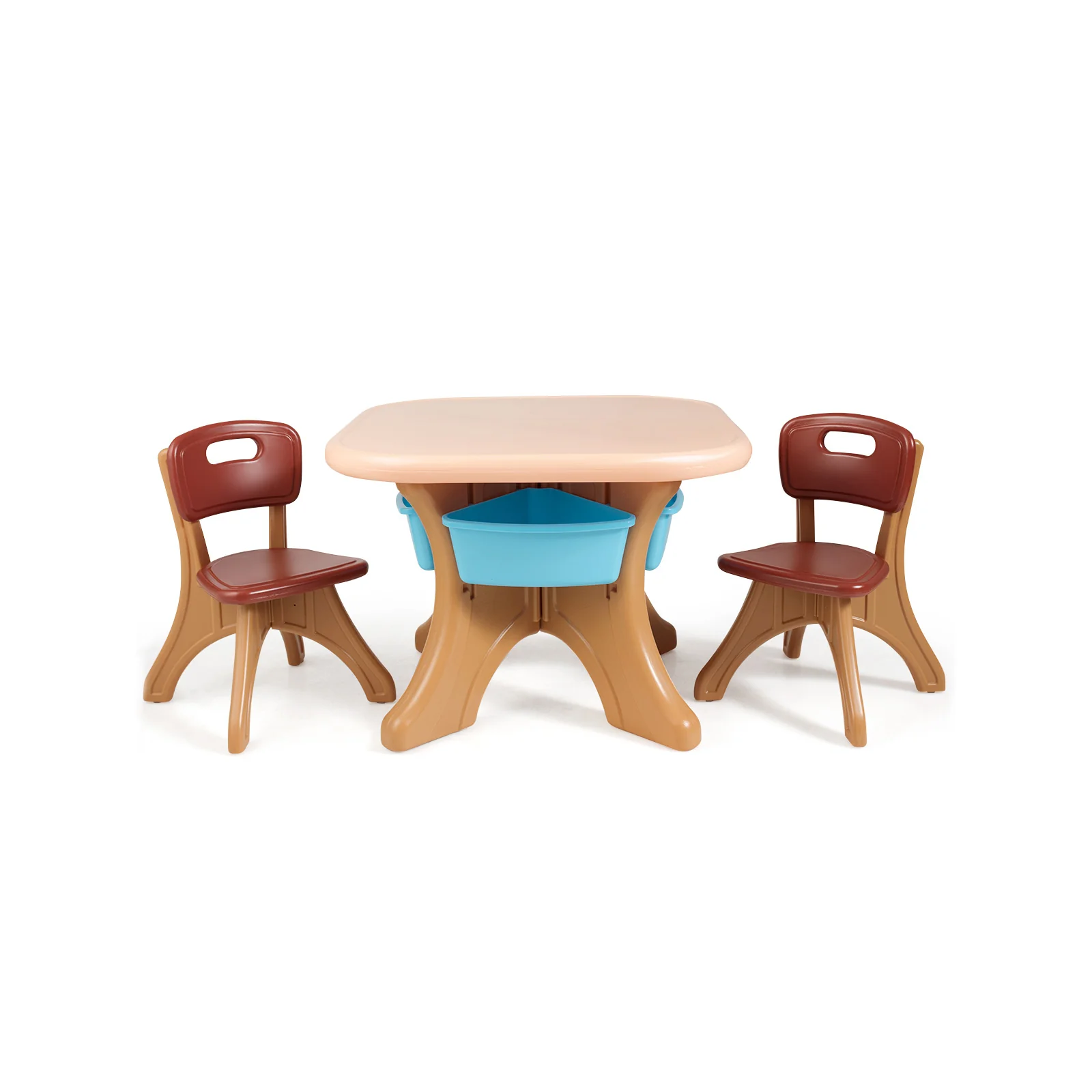 Kids Activity Table And Chair Set With Storage, Brown - Image 2