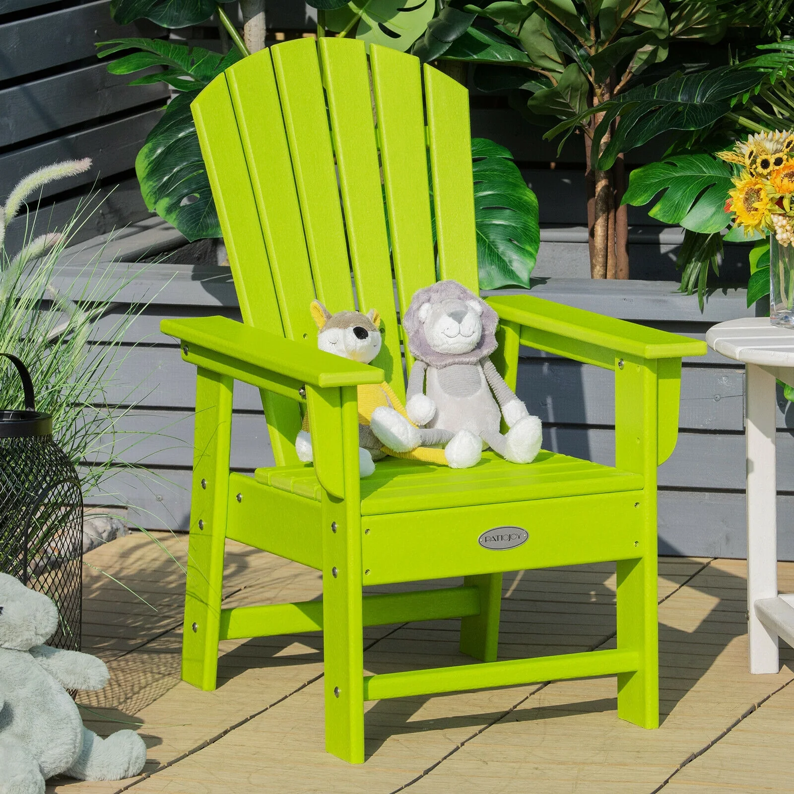 Kids Adirondack Chair, Ergonomic Backrest, Green - Image 2