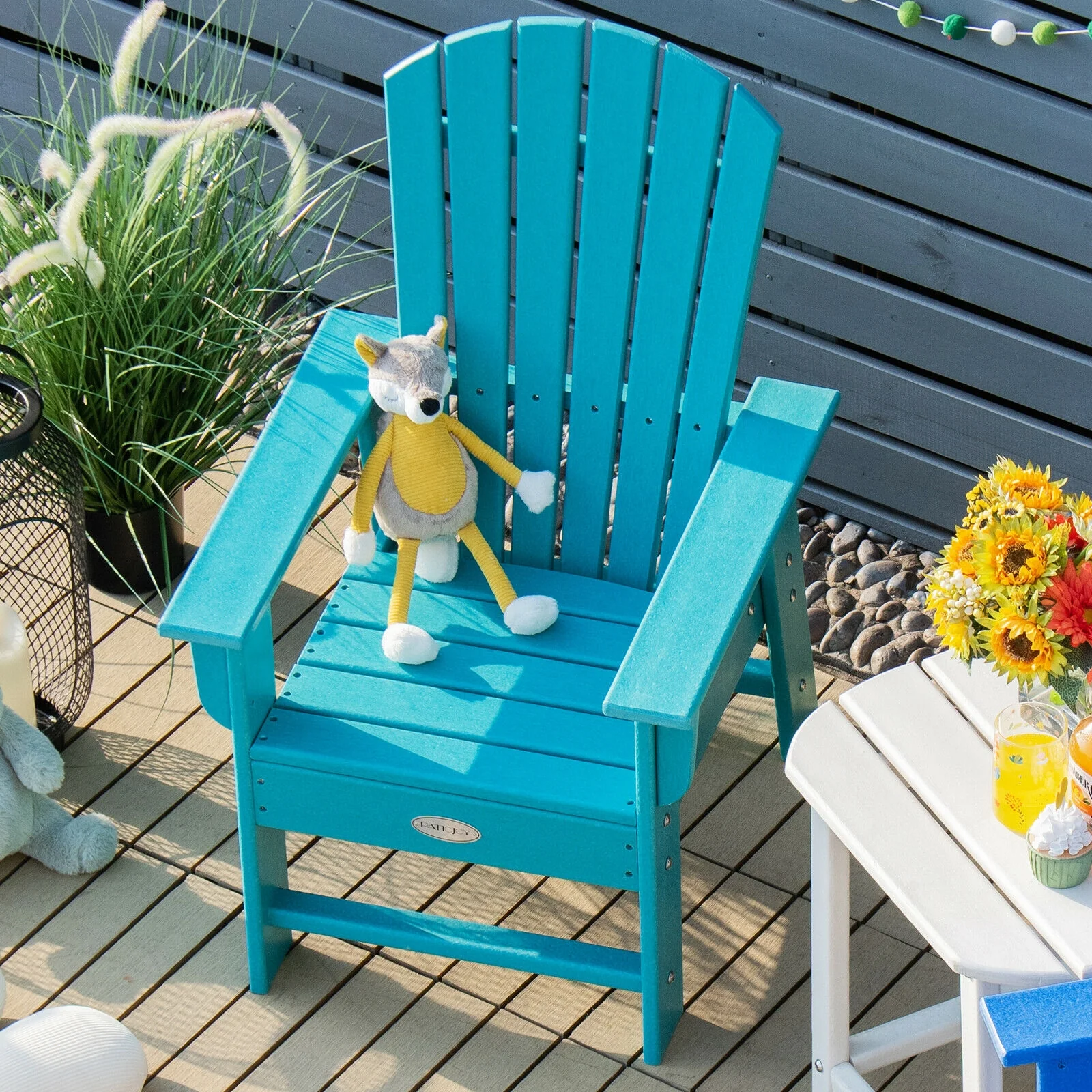 Kids Adirondack Chair, Ergonomic Backrest, Turquoise - Image 7