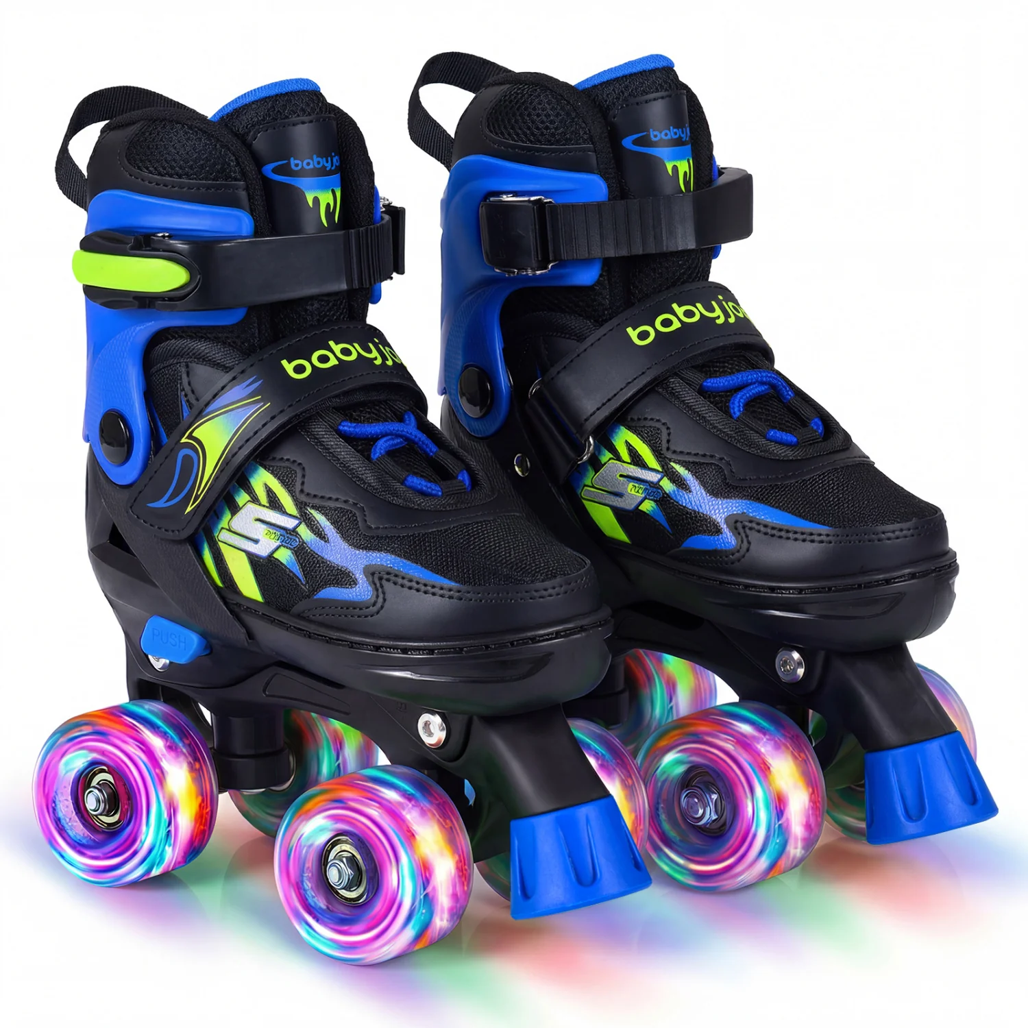 Kids Adjustable Quad Roller Skates, 4 Sizes, Light-Up Wheels, Navy - Image 4