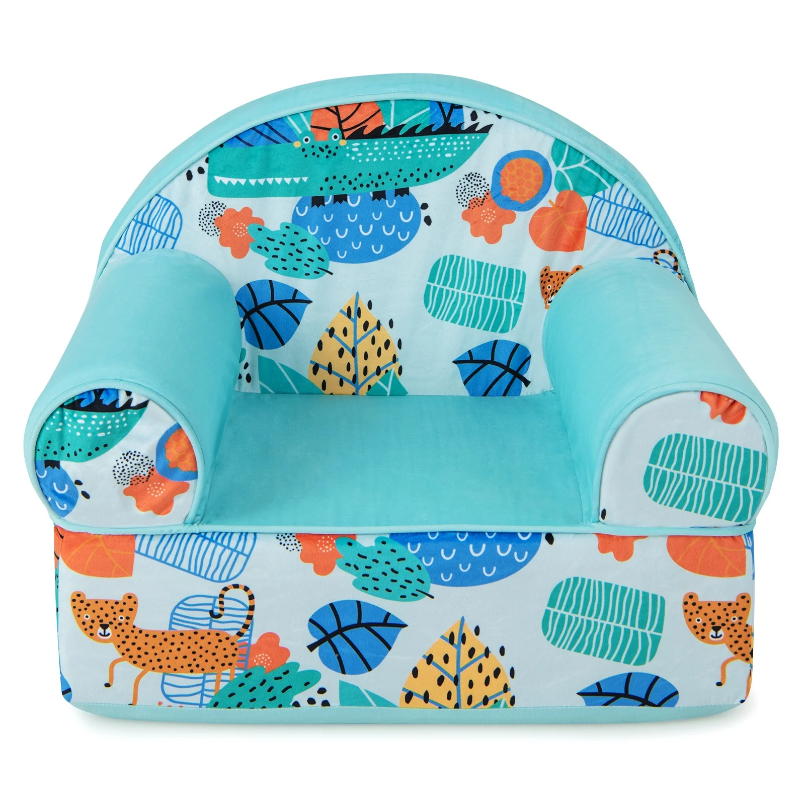 Kids Armchair, Plush Velvet Cover, Soft Sponge Filling, Blue - Image 5
