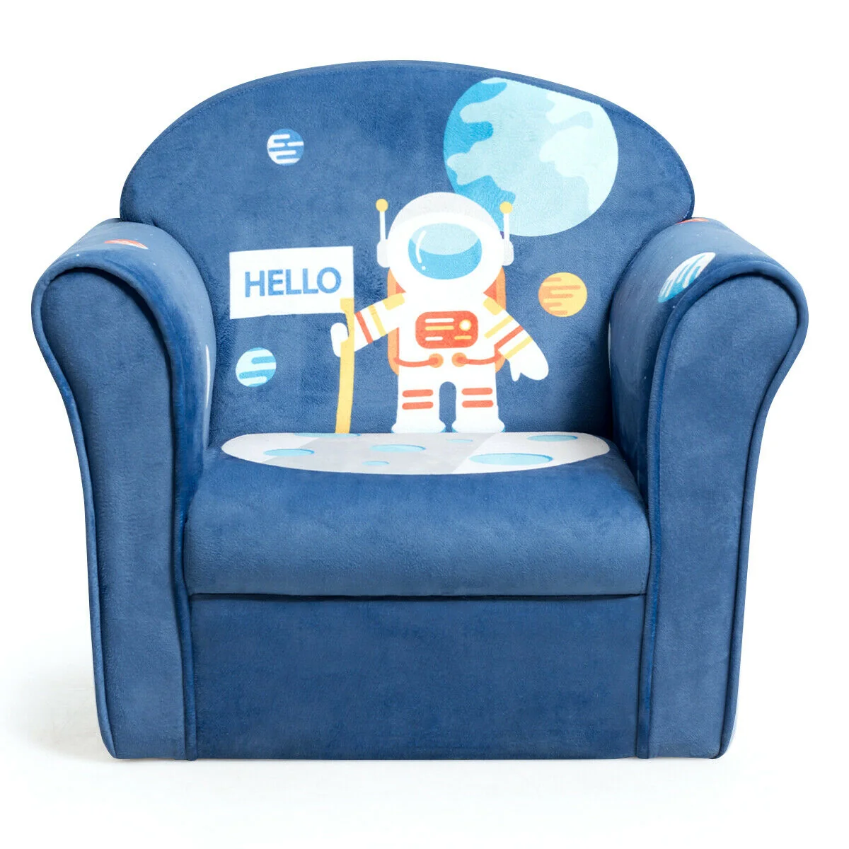Kids Astronaut Armrest Upholstered Couch, Blue - Image 5