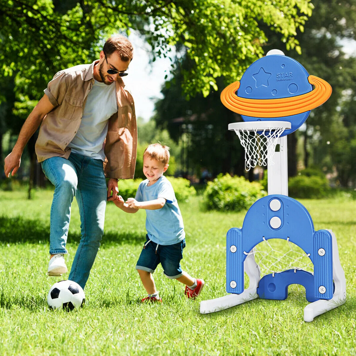 Kids Basketball Hoop Set, 3 In 1, Blue - Image 10