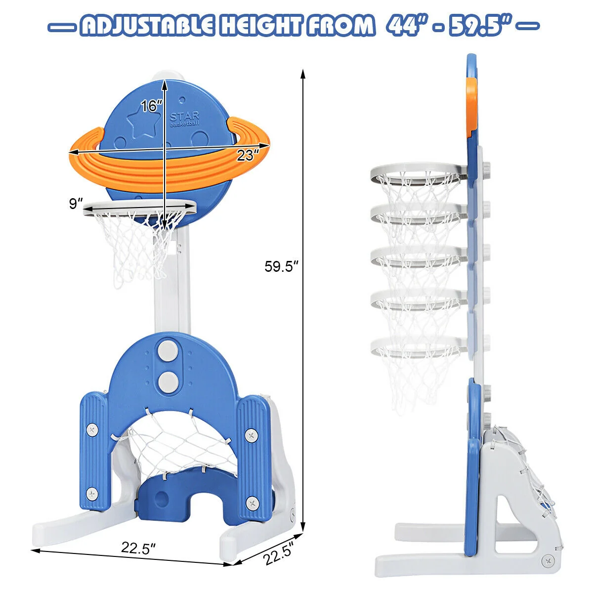 Kids Basketball Hoop Set, 3 In 1, Blue - Image 5