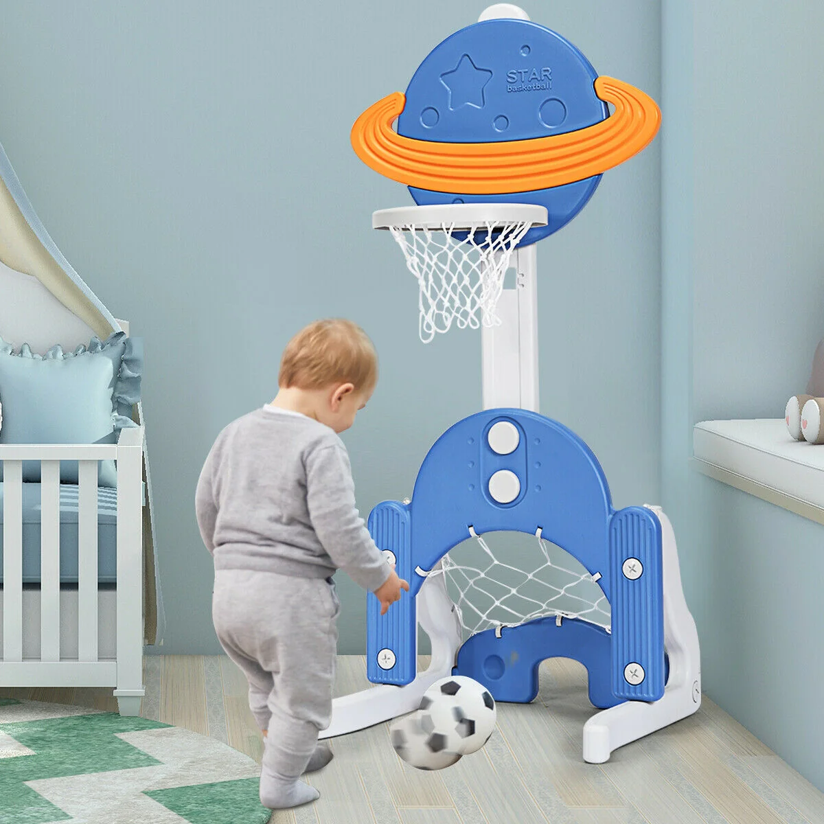 Kids Basketball Hoop Set, 3 In 1, Blue - Image 8