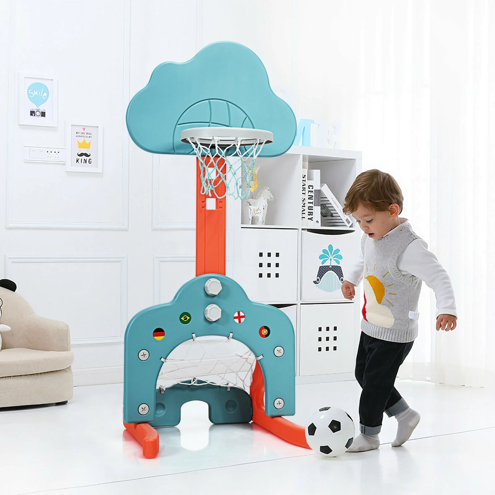 Kids Basketball Hoop Set, 3-In-1 With Balls, Green - Image 8