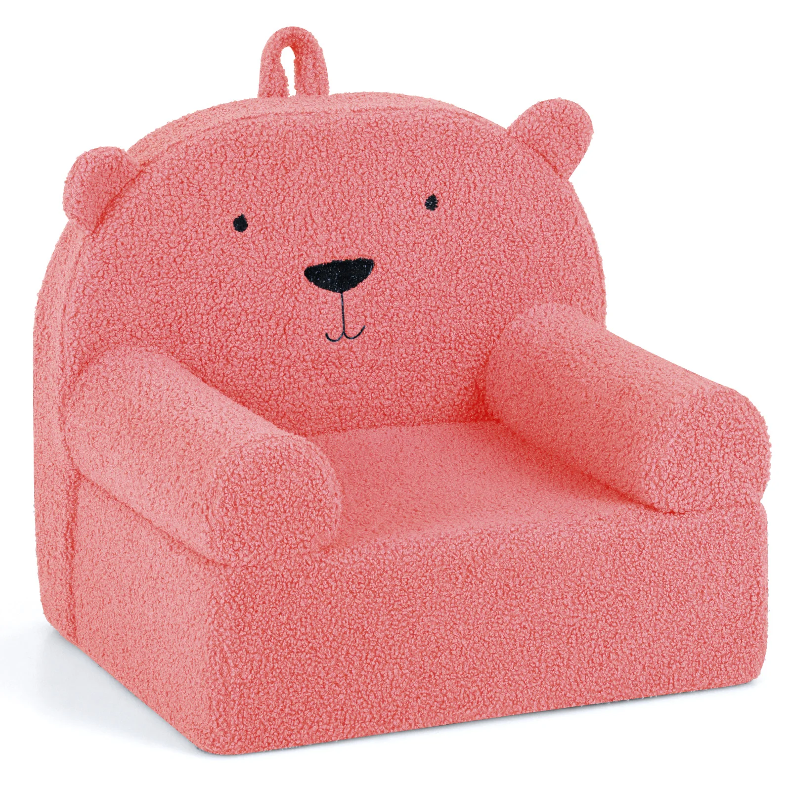 Kids Bear Sofa, Toddler Foam Couch, Soft Fleece Fabric Cover, Pink