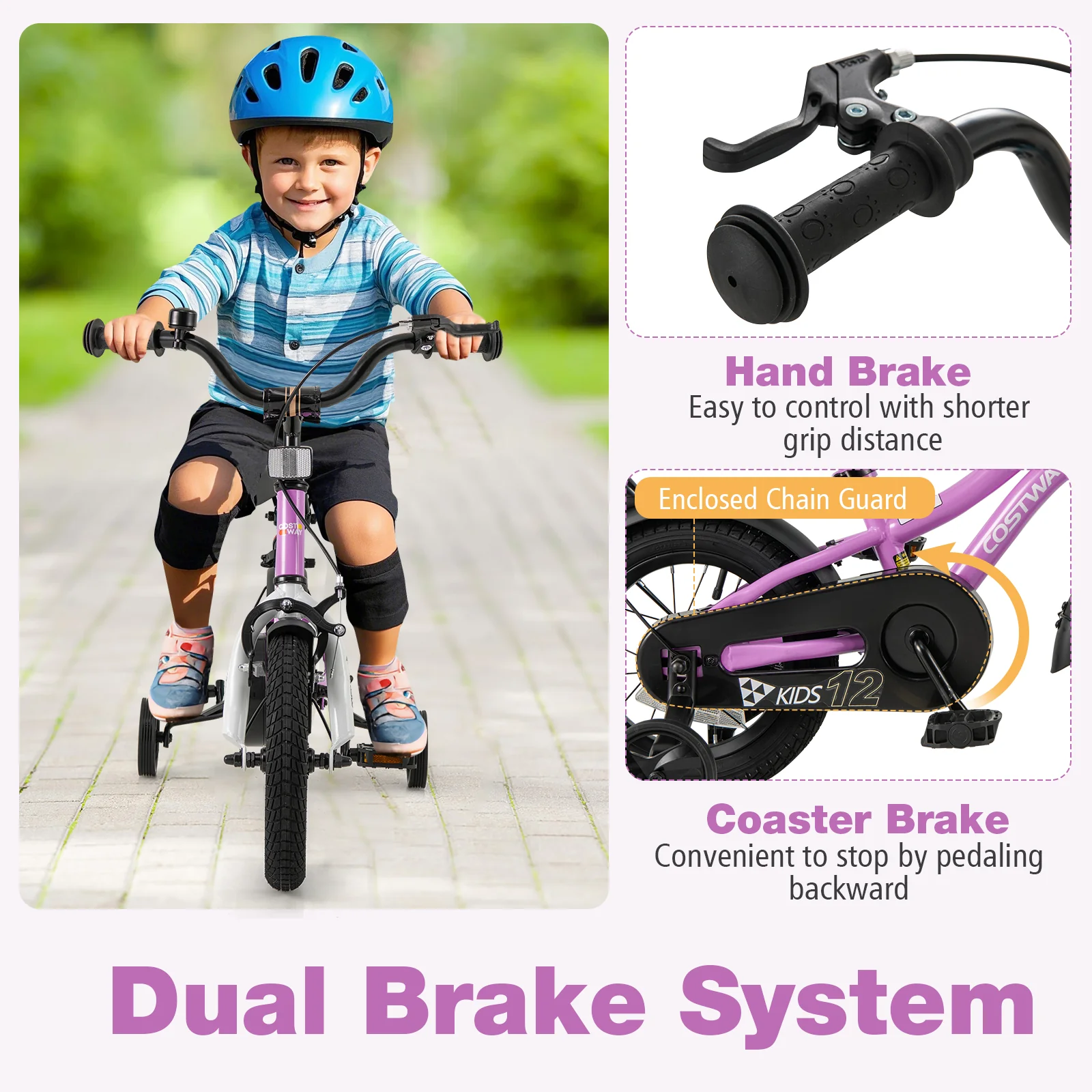 Kids Bike 12-Inch, Training Bicycle For 3-4 Years, Purple - Image 6