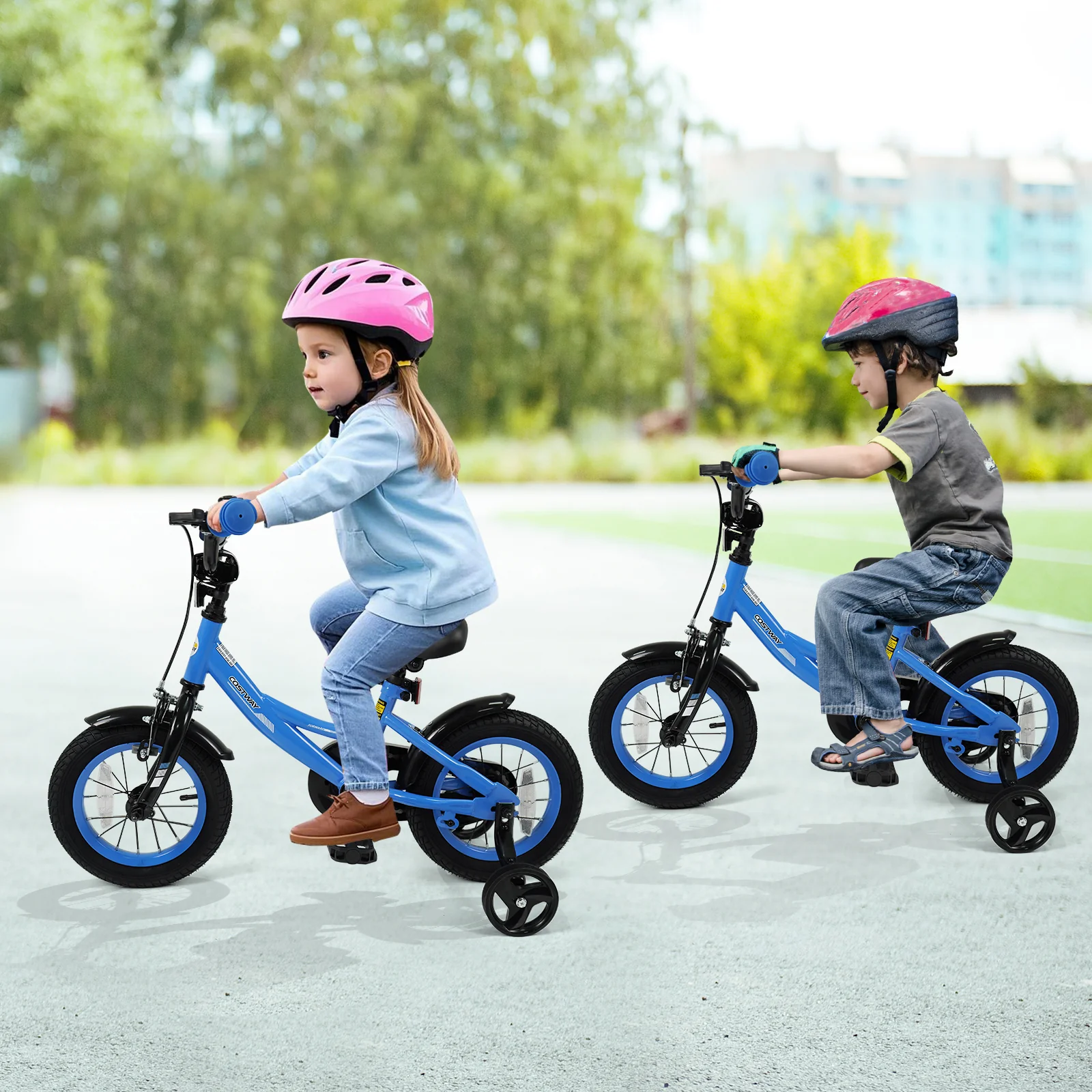 Kids Bike, 12 Inches, Removable Training Wheels, Adjustable Seat, Navy - Image 3