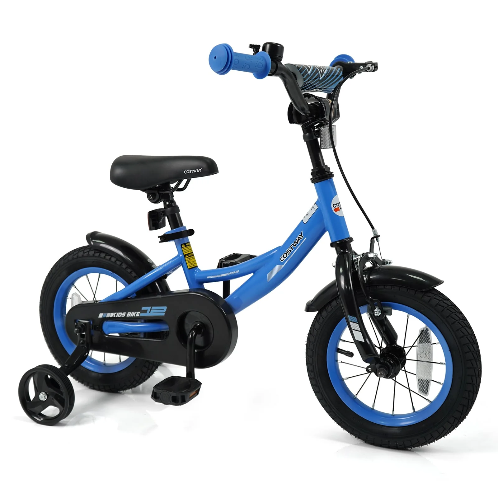 Kids Bike, 12 Inches, Removable Training Wheels, Adjustable Seat, Navy - Image 4