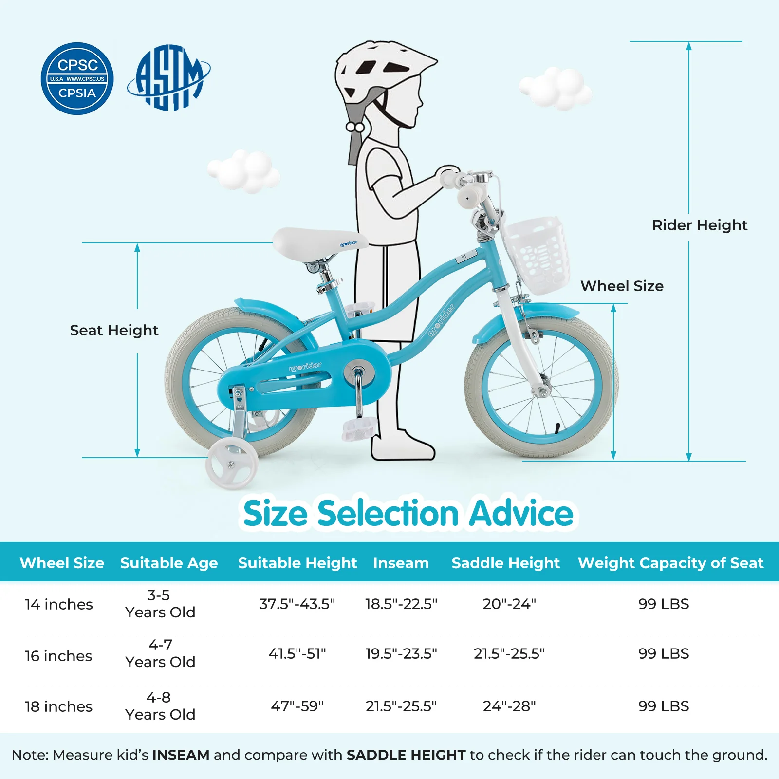 Kids Bike, 14 Inches, Dual Brakes, Adjustable Seat, Blue - Image 4