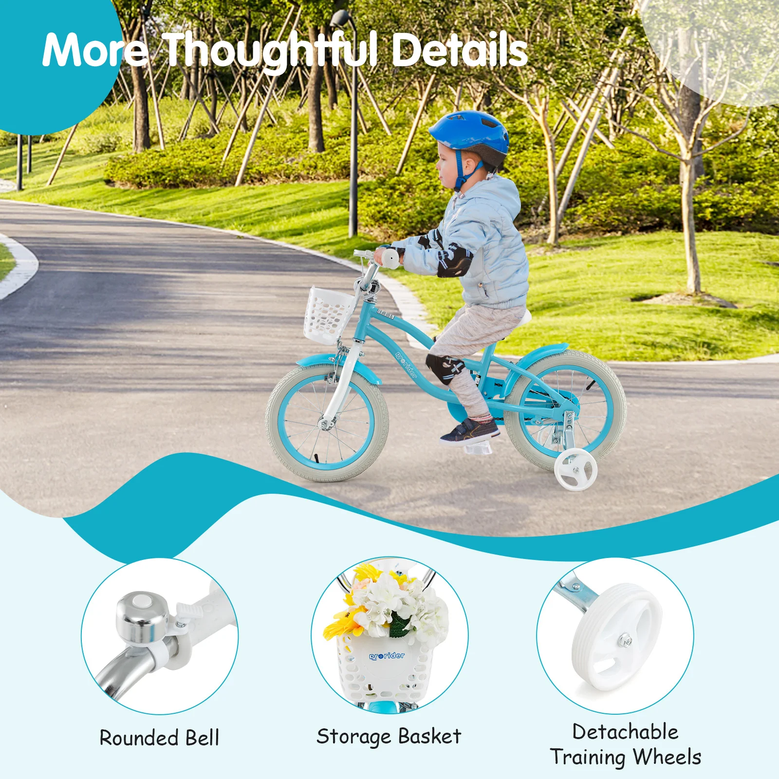 Kids Bike, 14 Inches, Dual Brakes, Adjustable Seat, Blue - Image 8