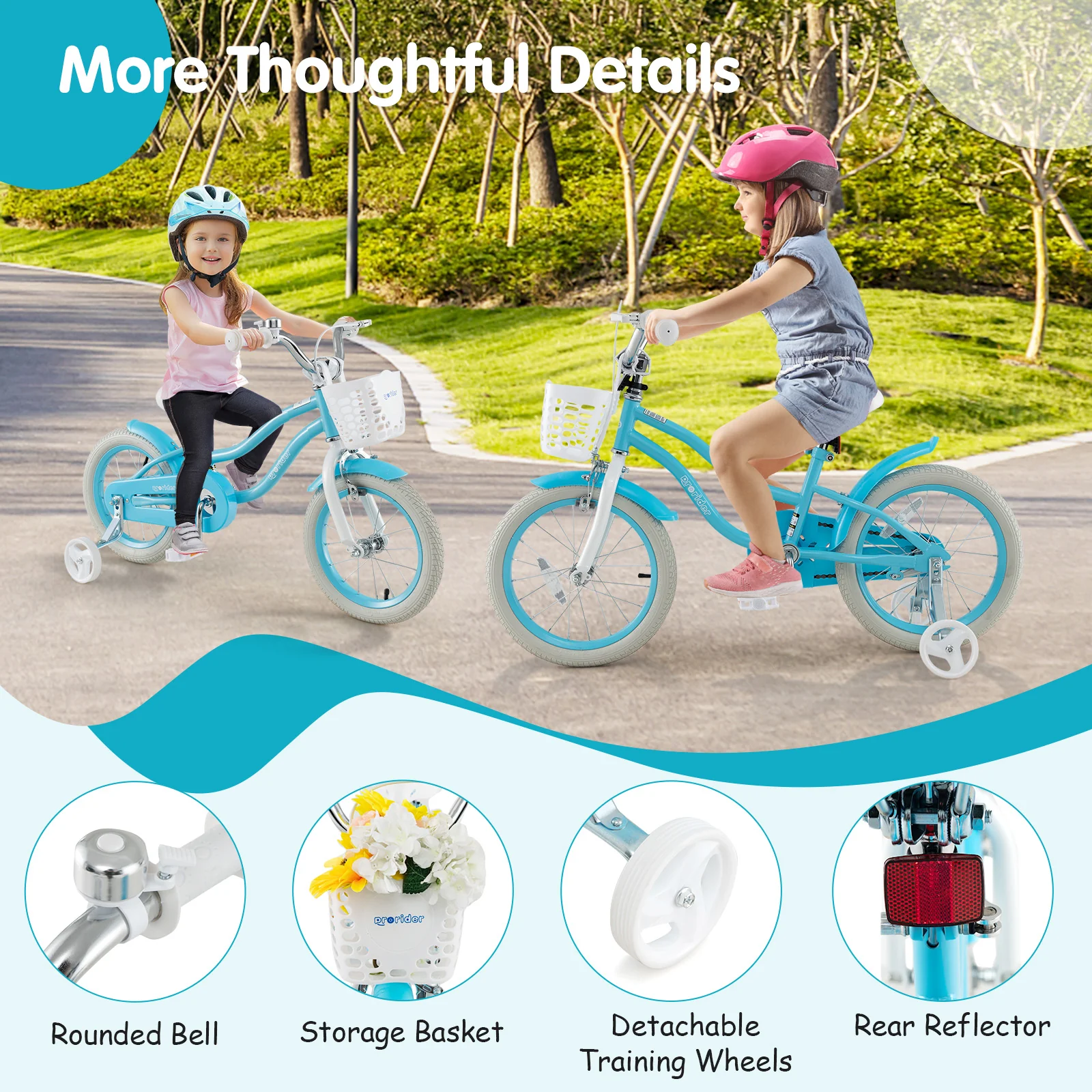 Kids Bike, 16 Inch, Dual Brakes, Adjustable Seat, Blue - Image 10