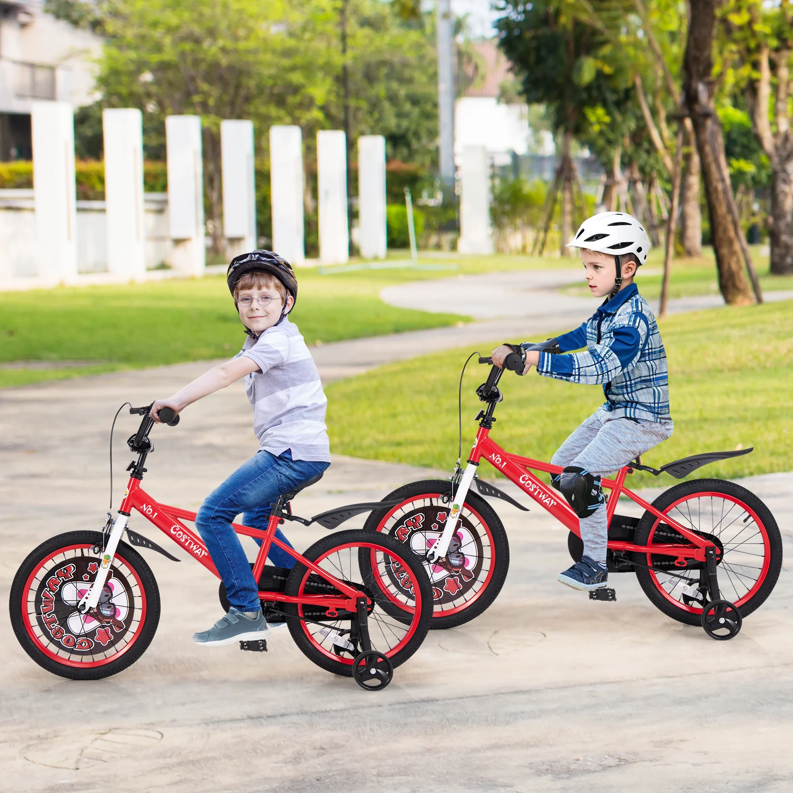 Kids Bike, 18 Inches, Adjustable With Storage Basket, Double Brake, Red - Image 3