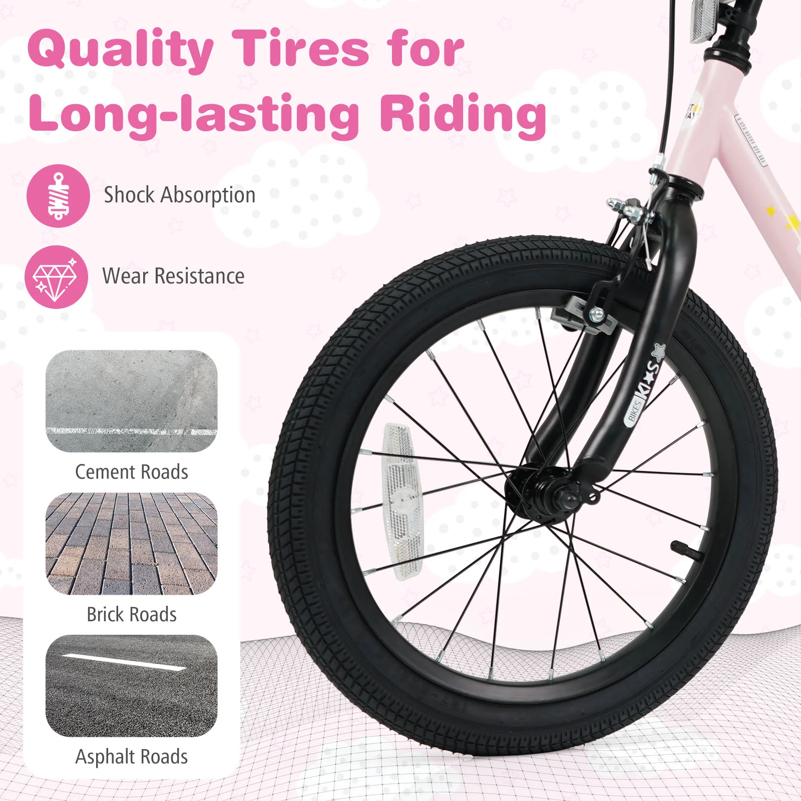 Kids Bike, 3-7 Years, 16-Inch, Pink - Image 9