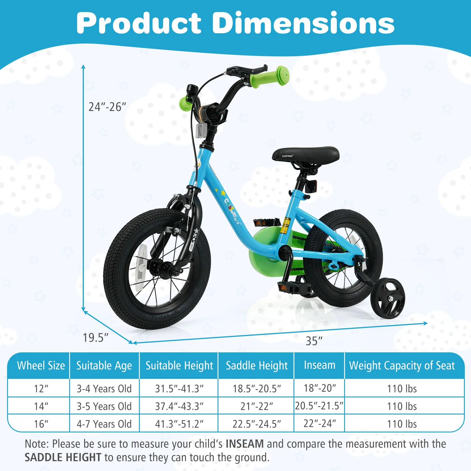Kids Bike For 3-7 Years Old, 12 Inches, Blue - Image 5