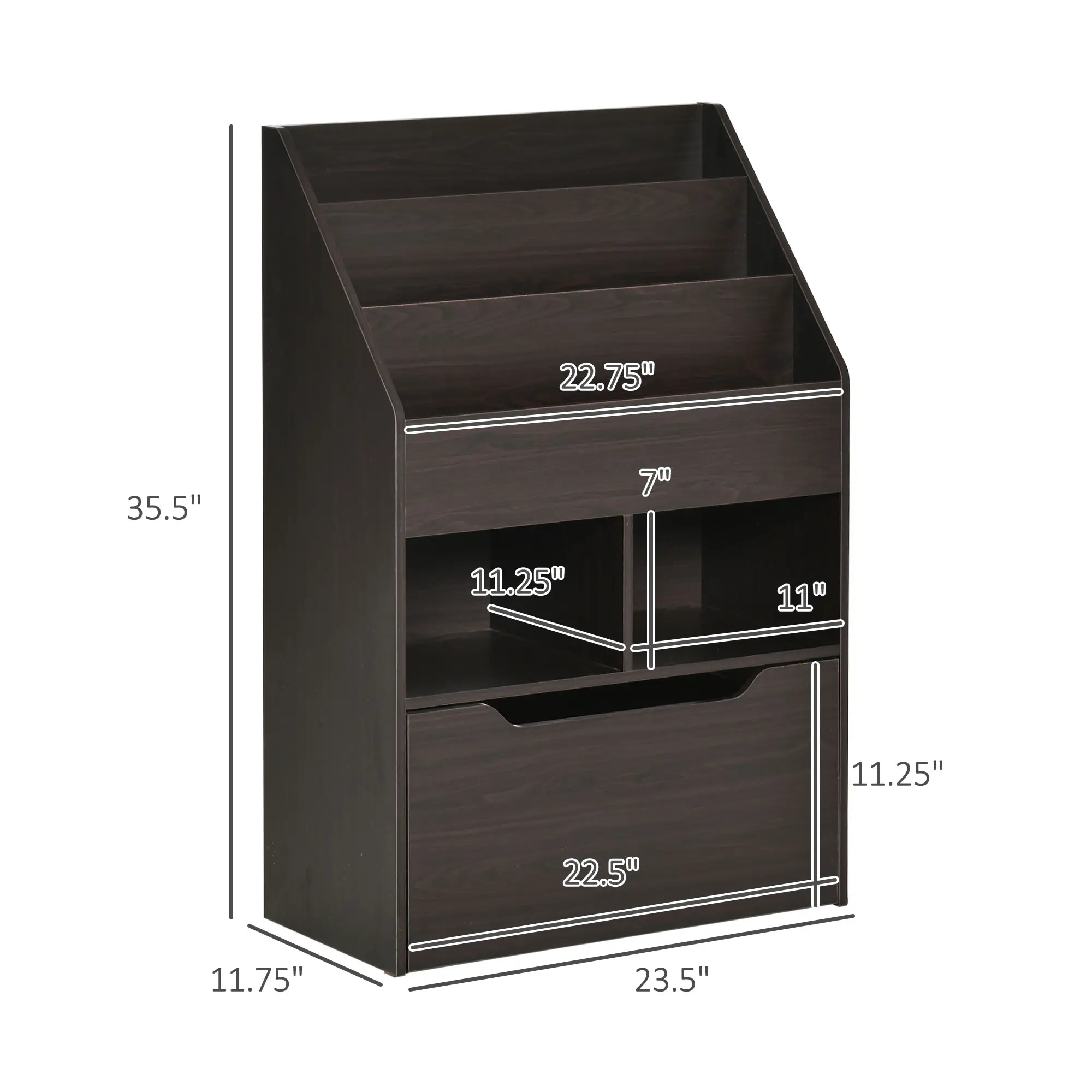 Kids Bookcase, Multi-Shelf Organizer with Drawer, Brown - Image 3