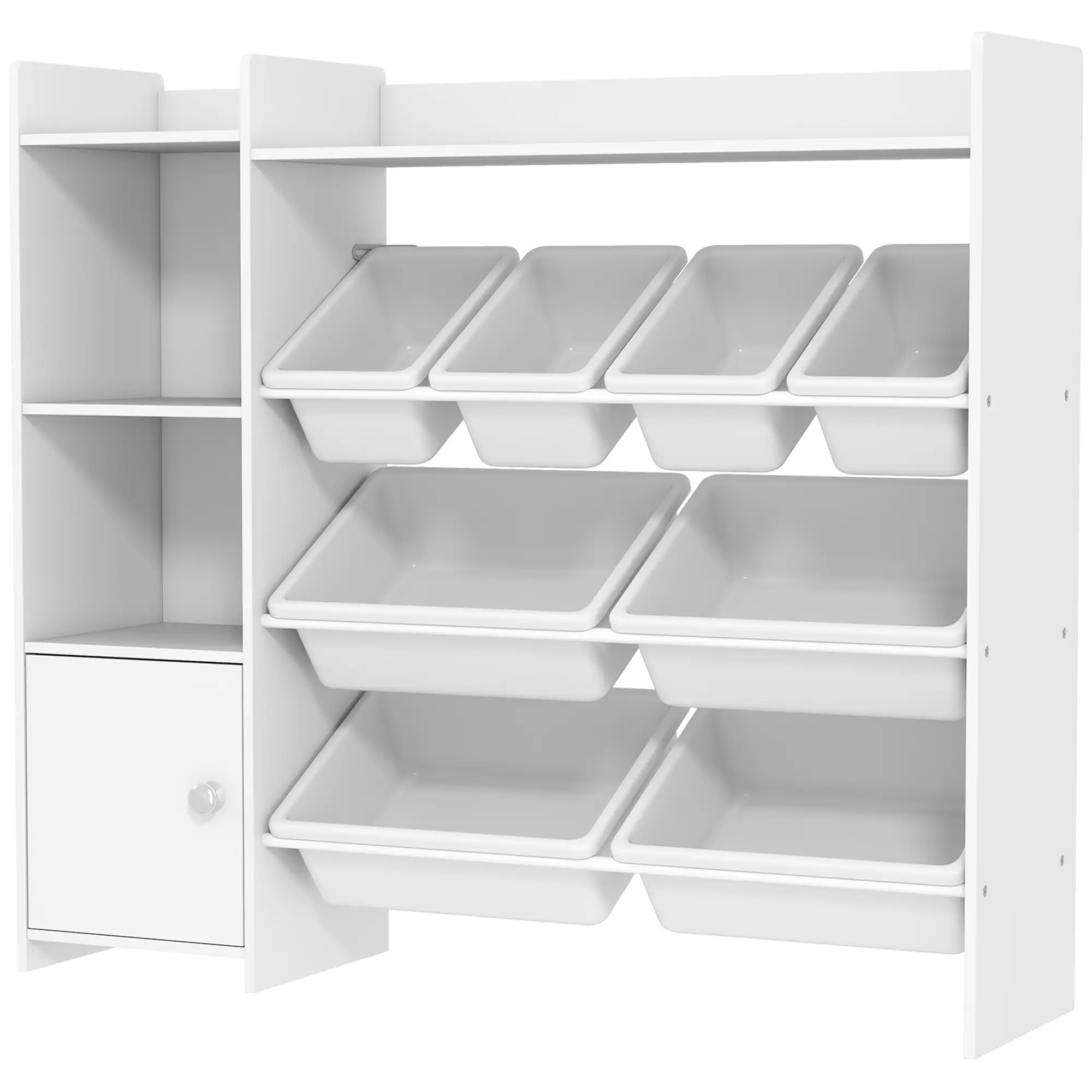 Kids Bookshelf And Toy Organizer, 8 Removable Bins, White