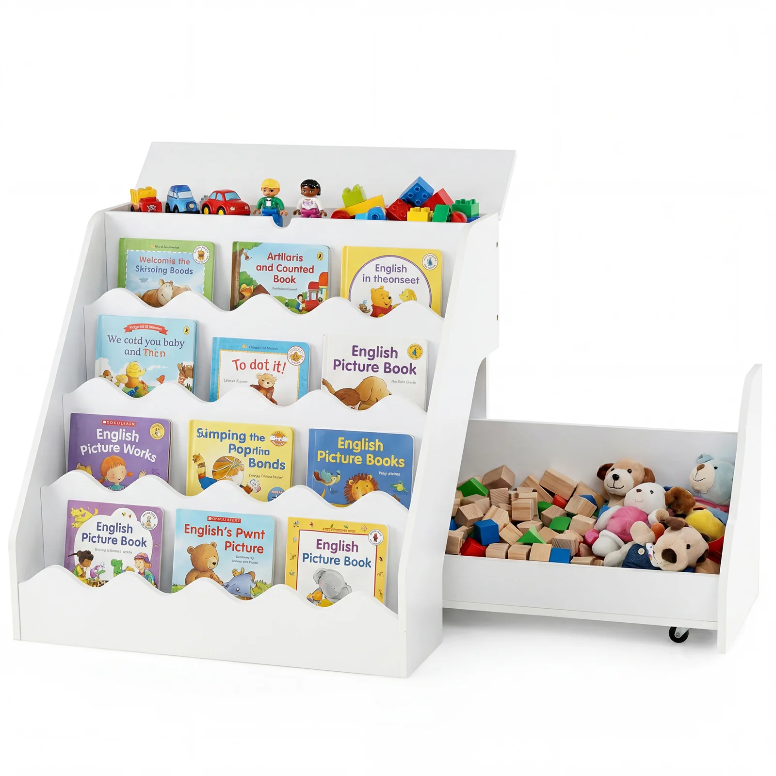 Kids Bookshelf Toy Storage Organizer, White