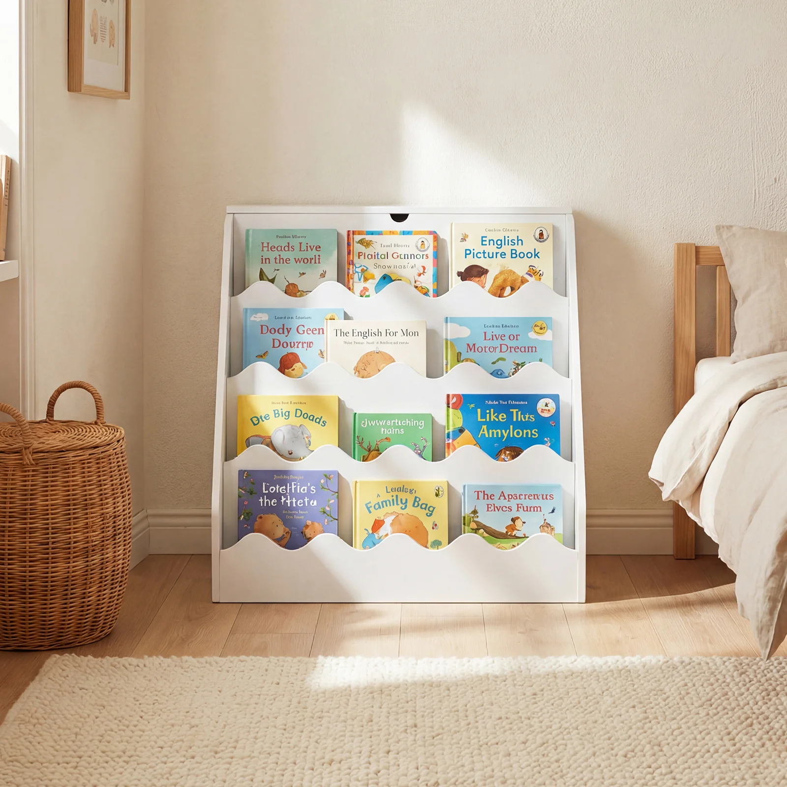 Kids Bookshelf Toy Storage Organizer, White - Image 3