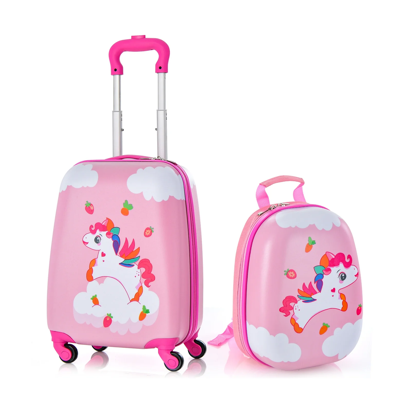 Kids Carry-On Luggage Set, 2 Pieces, 12 Inch Backpack, Multicolor