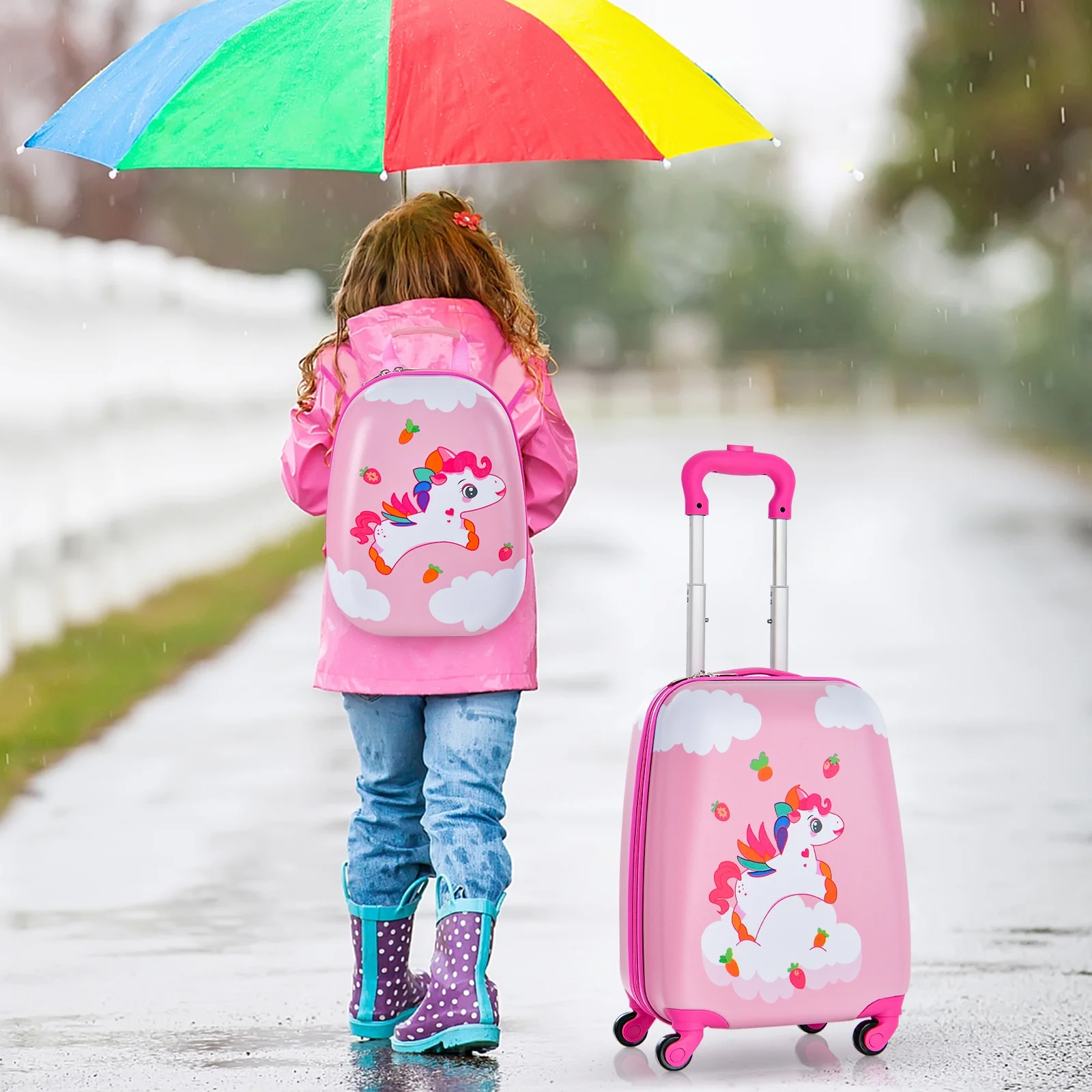 Kids Carry-On Luggage Set, 2 Pieces, 12 Inch Backpack, Multicolor - Image 3