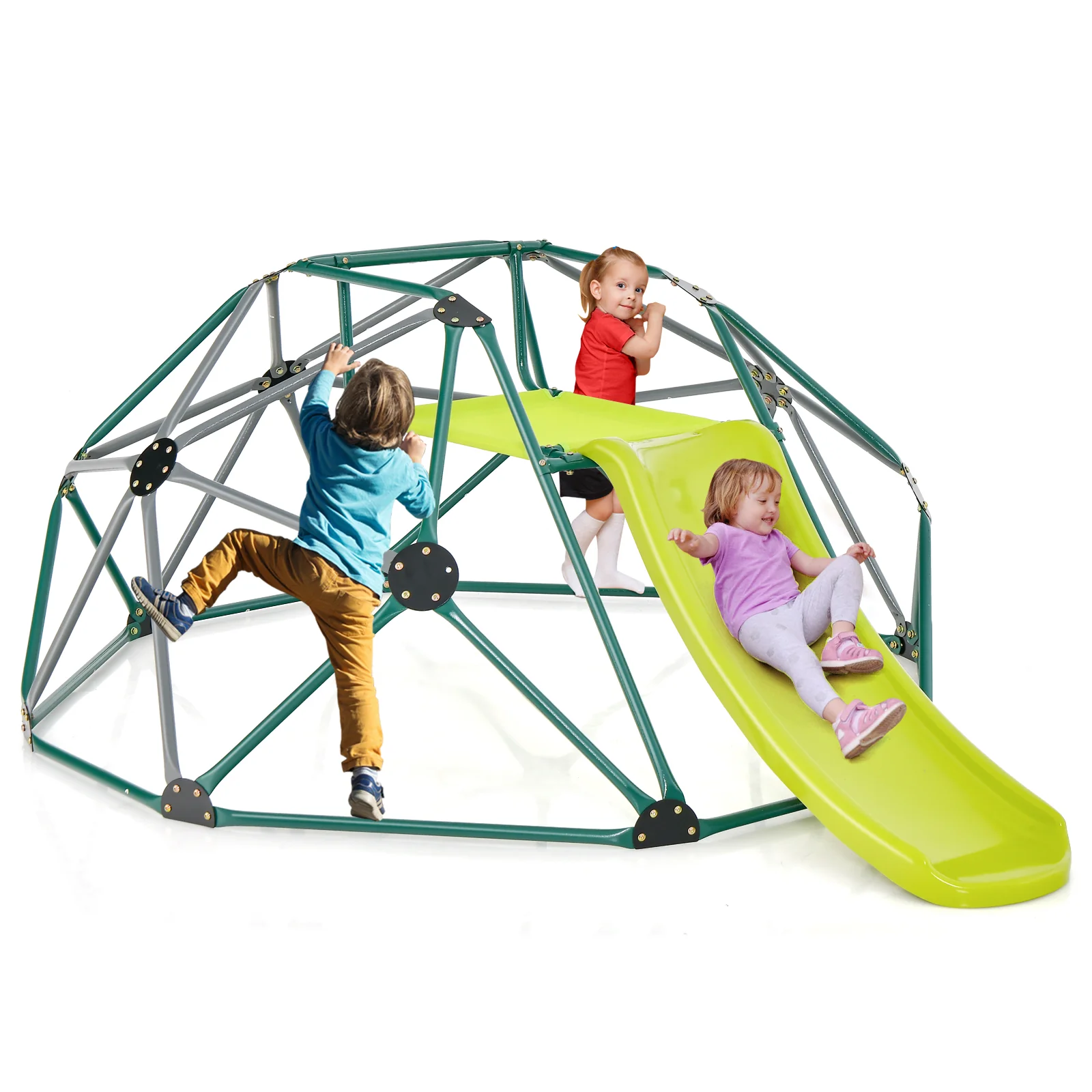 Kids Climbing Dome With Slide, Fabric Cushion, Green - Image 5